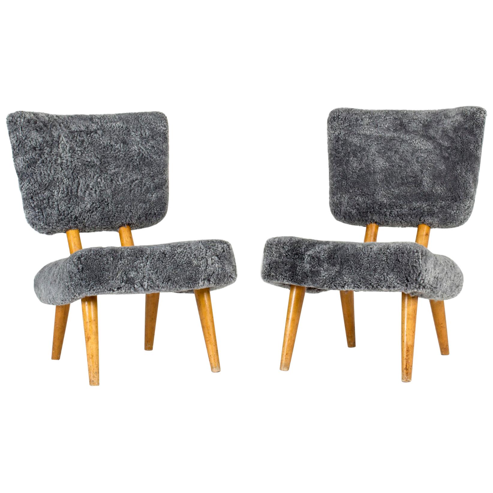 Pair of Norwegian 1940s Sheepskin Chairs