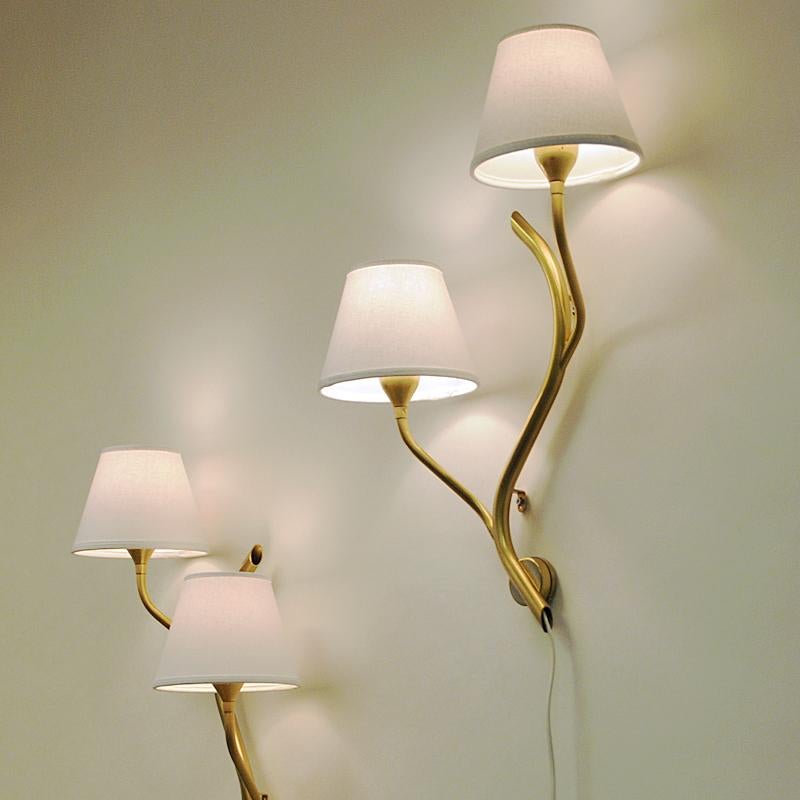 Scandinavian Modern Pair of Norwegian Branch Brass Wall Lamps from Astra, 1956