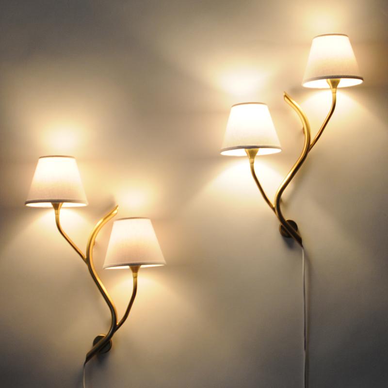 Mid-20th Century Pair of Norwegian Branch Brass Wall Lamps from Astra, 1956