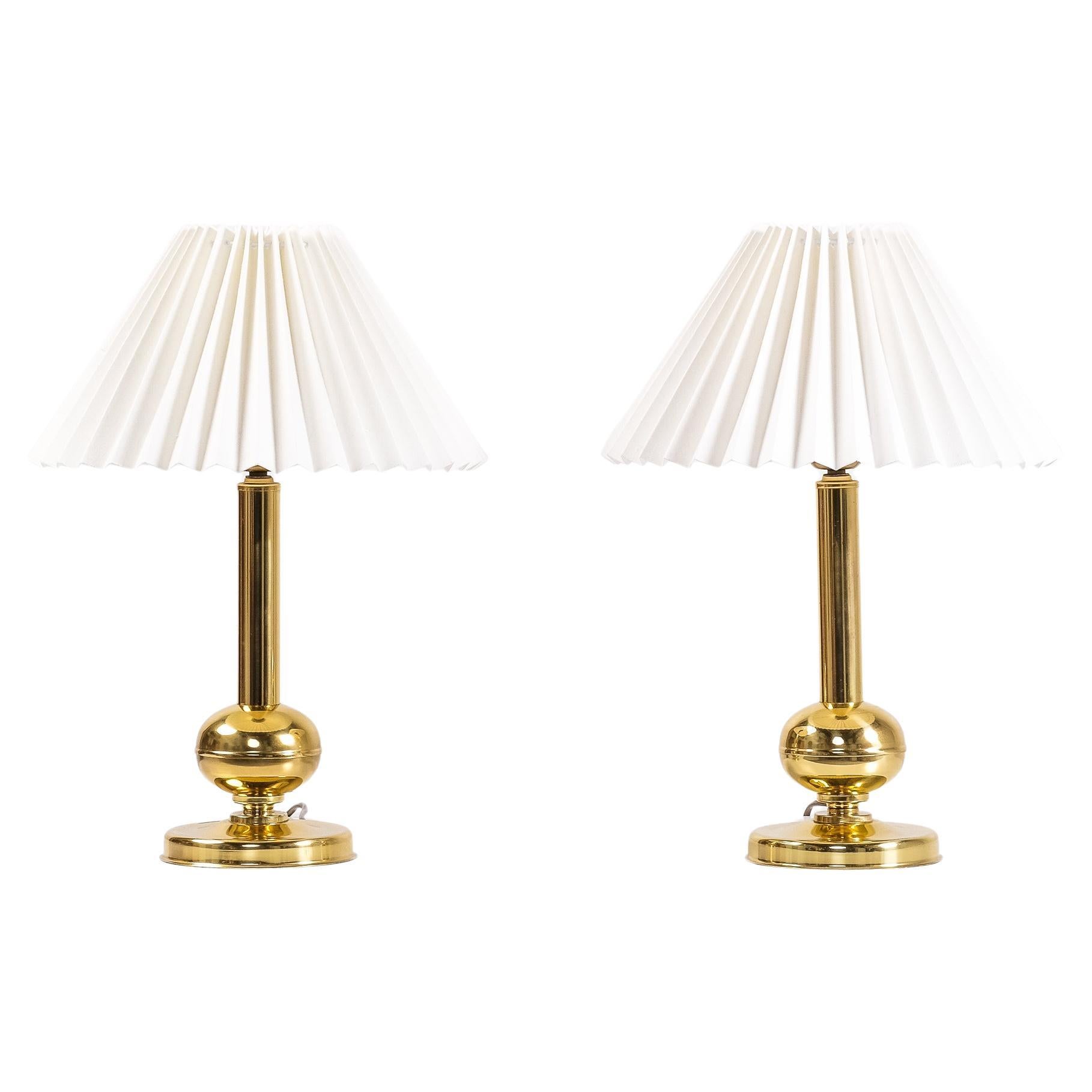 Pair of Norwegian Brass Table Lamps by G. Johansen, 1960s For Sale