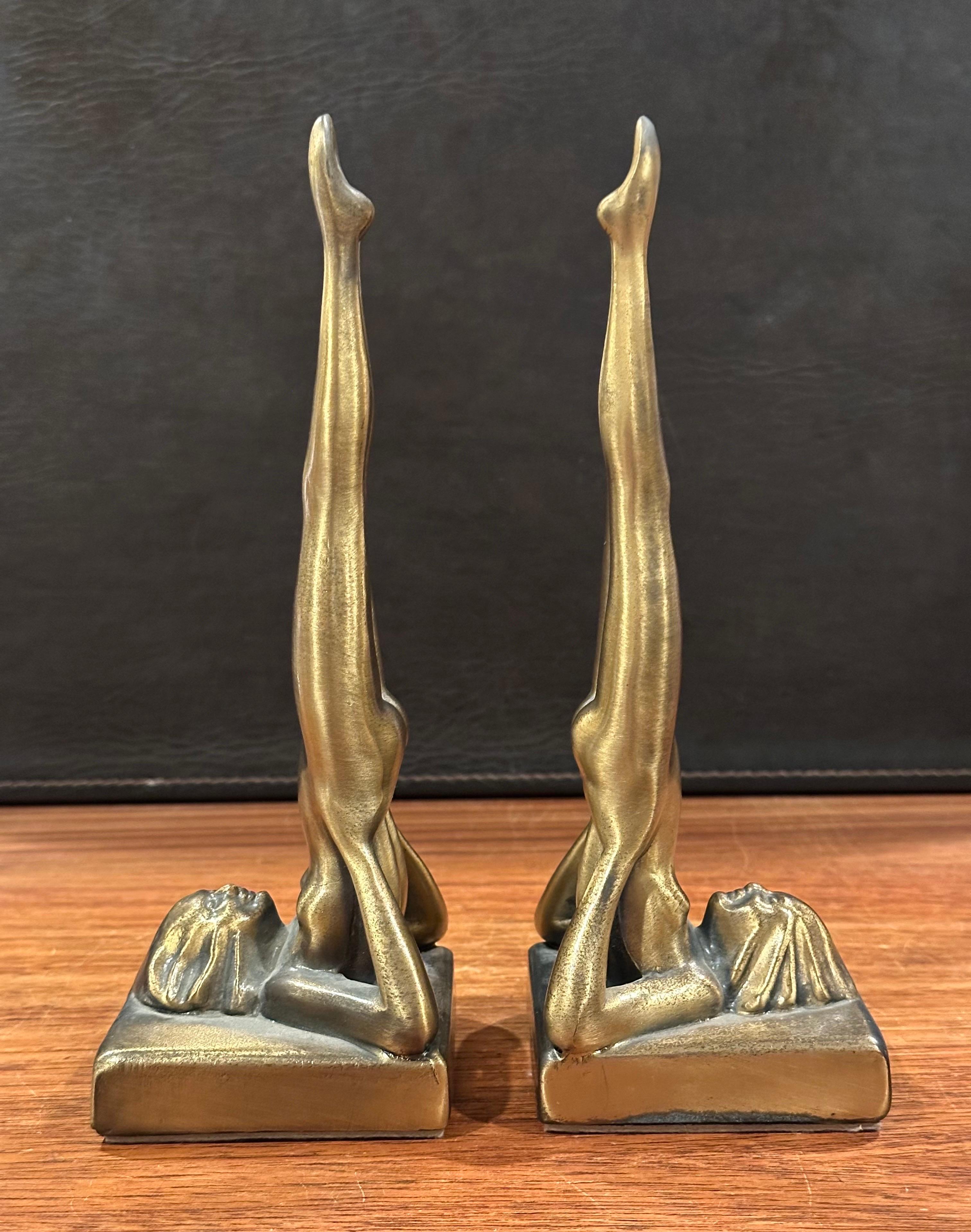 Pair of Nude Nymph Reproduction Art Deco Bookends by Sarsaparilla Deco Design For Sale 5