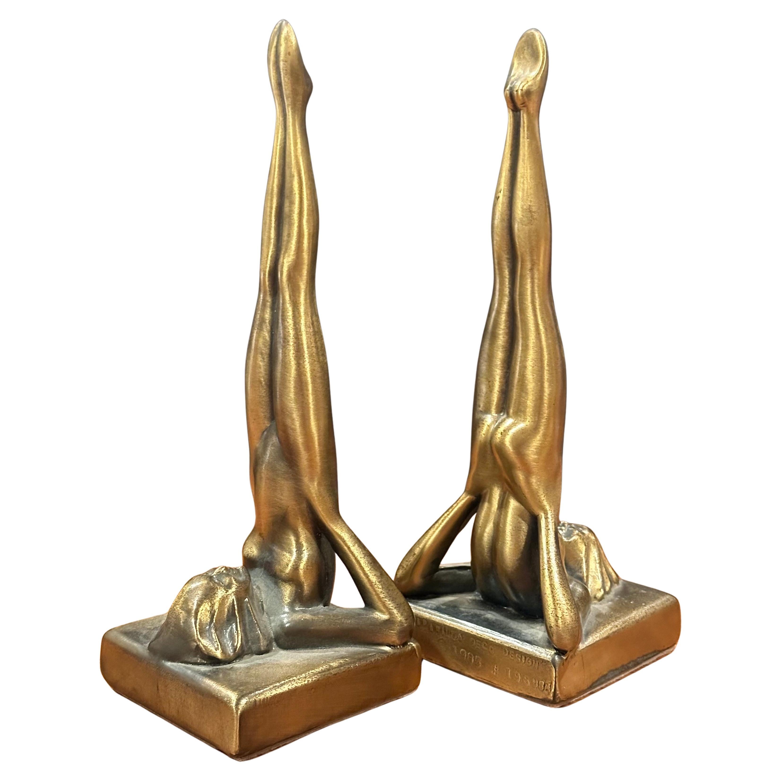 Pair of Nude Nymph Reproduction Art Deco Bookends by Sarsaparilla Deco Design In Good Condition For Sale In San Diego, CA
