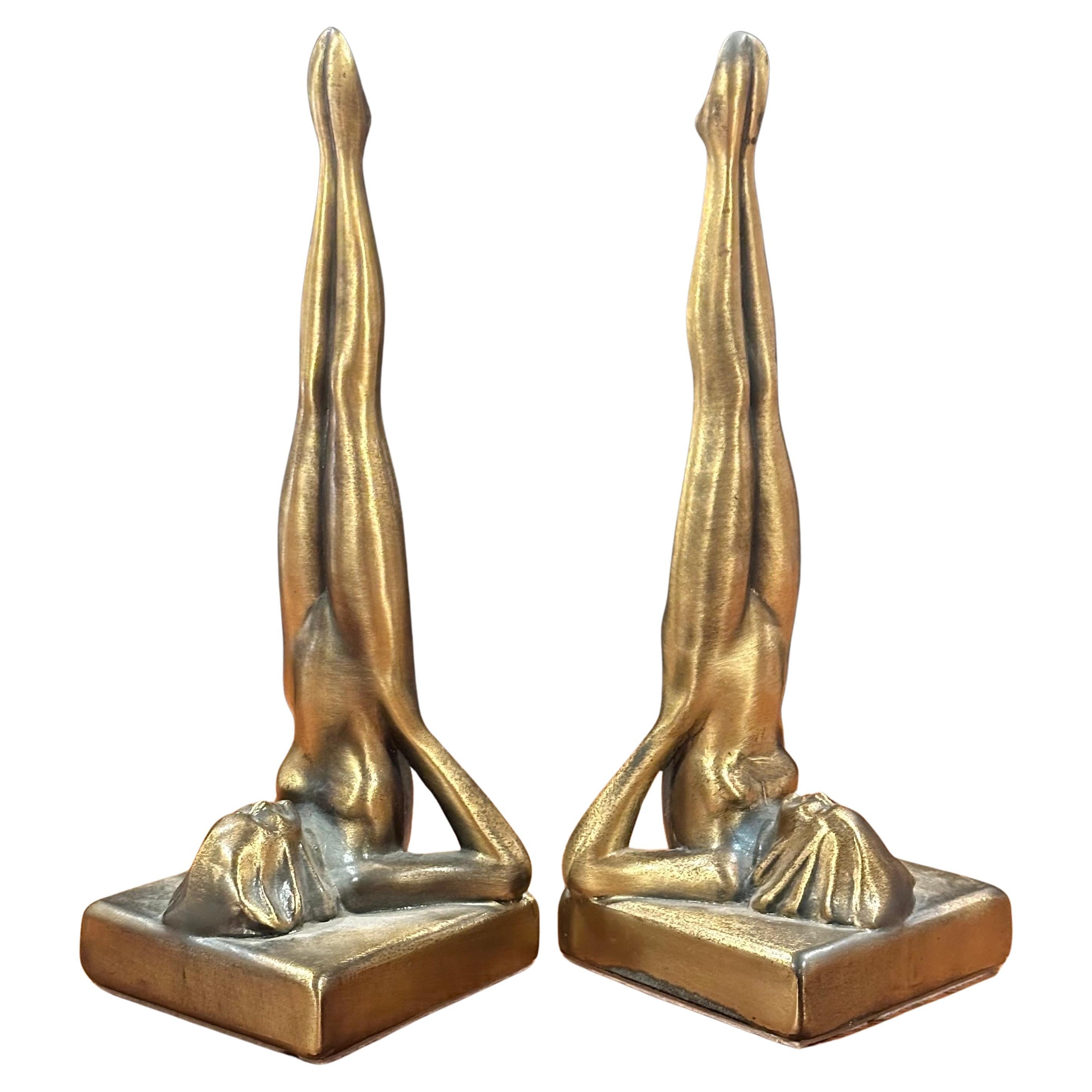 20th Century Pair of Nude Nymph Reproduction Art Deco Bookends by Sarsaparilla Deco Design For Sale