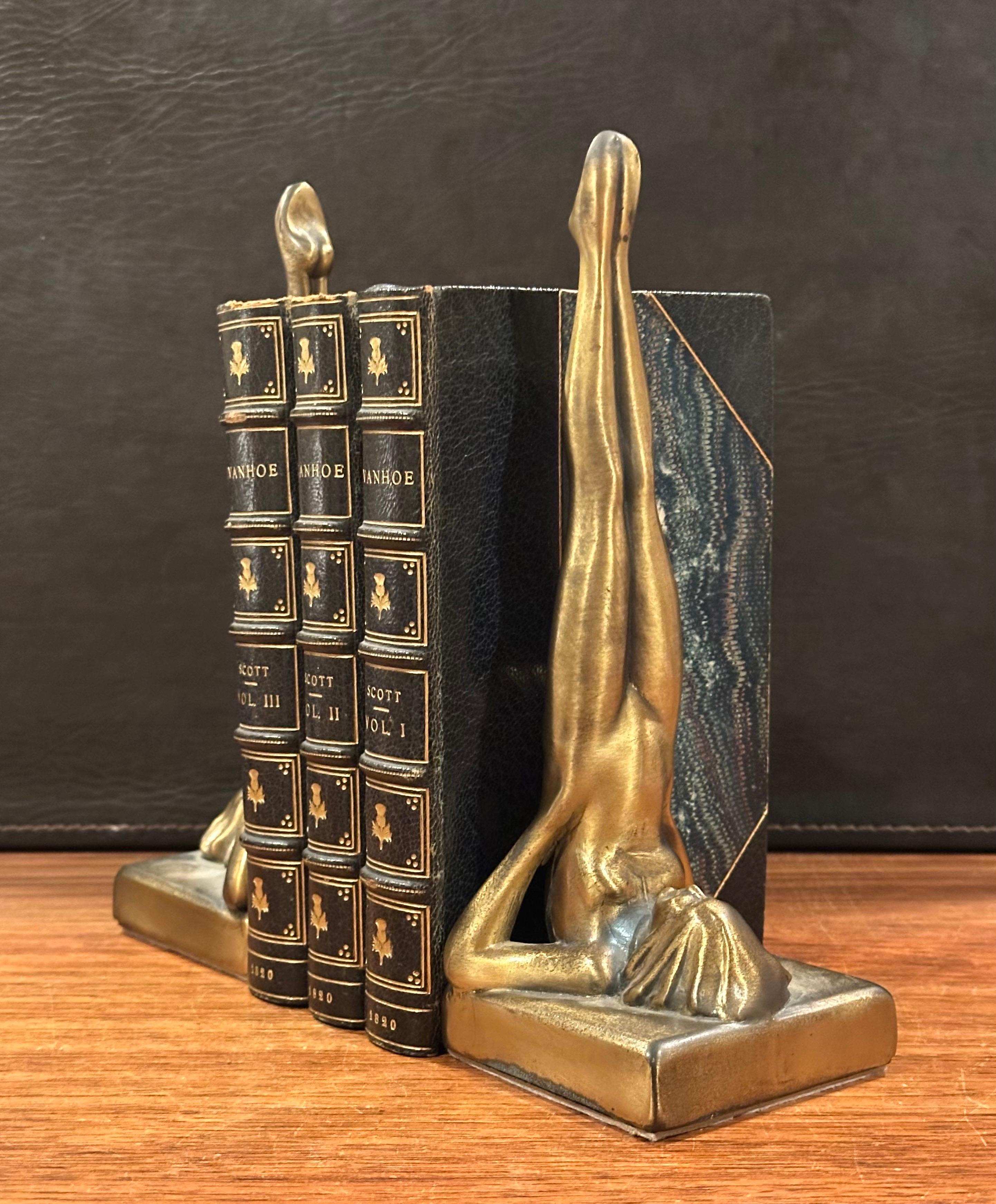 Pair of Nude Nymph Reproduction Art Deco Bookends by Sarsaparilla Deco Design For Sale 1