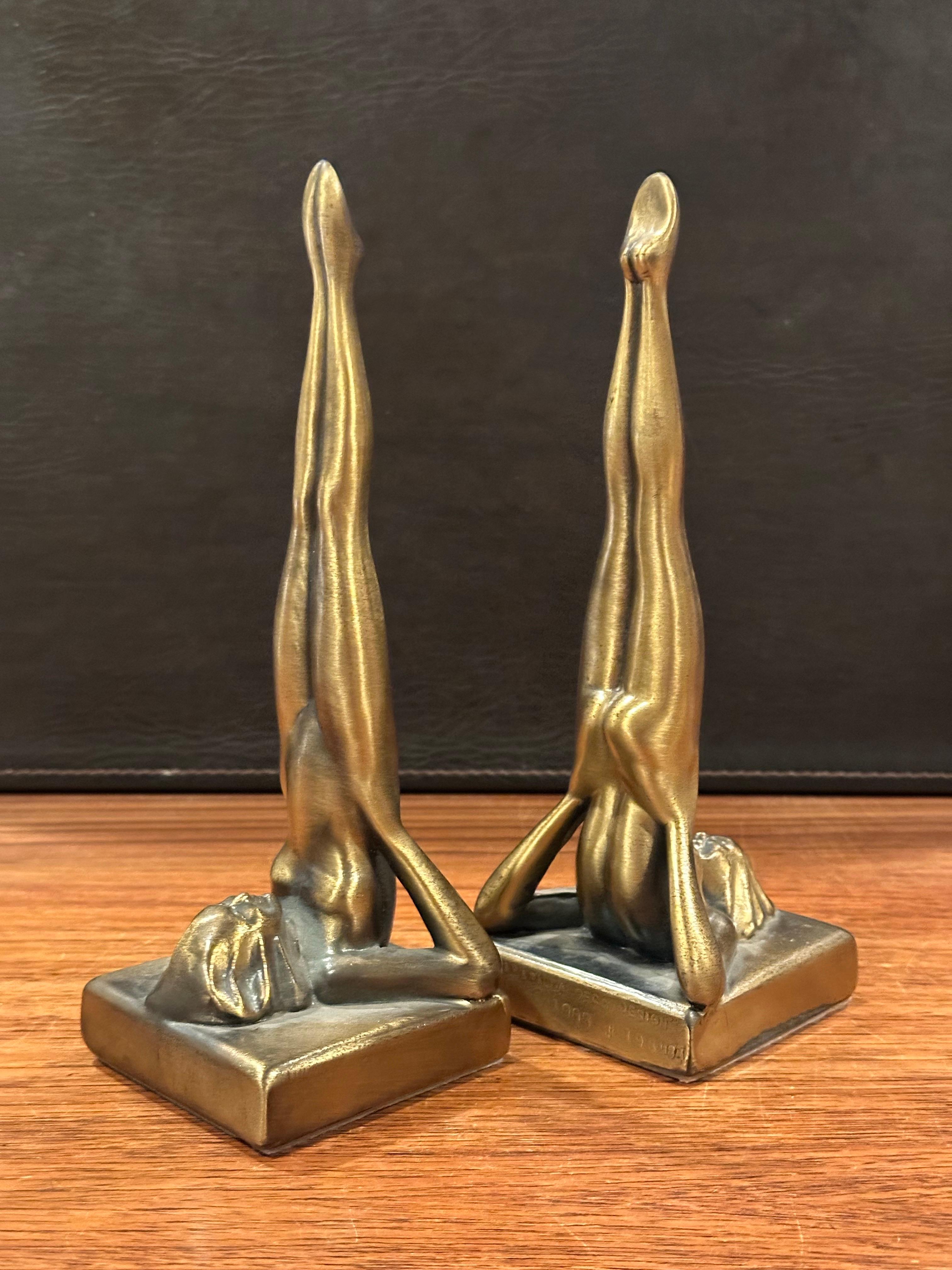 Pair of Nude Nymph Reproduction Art Deco Bookends by Sarsaparilla Deco Design For Sale 2
