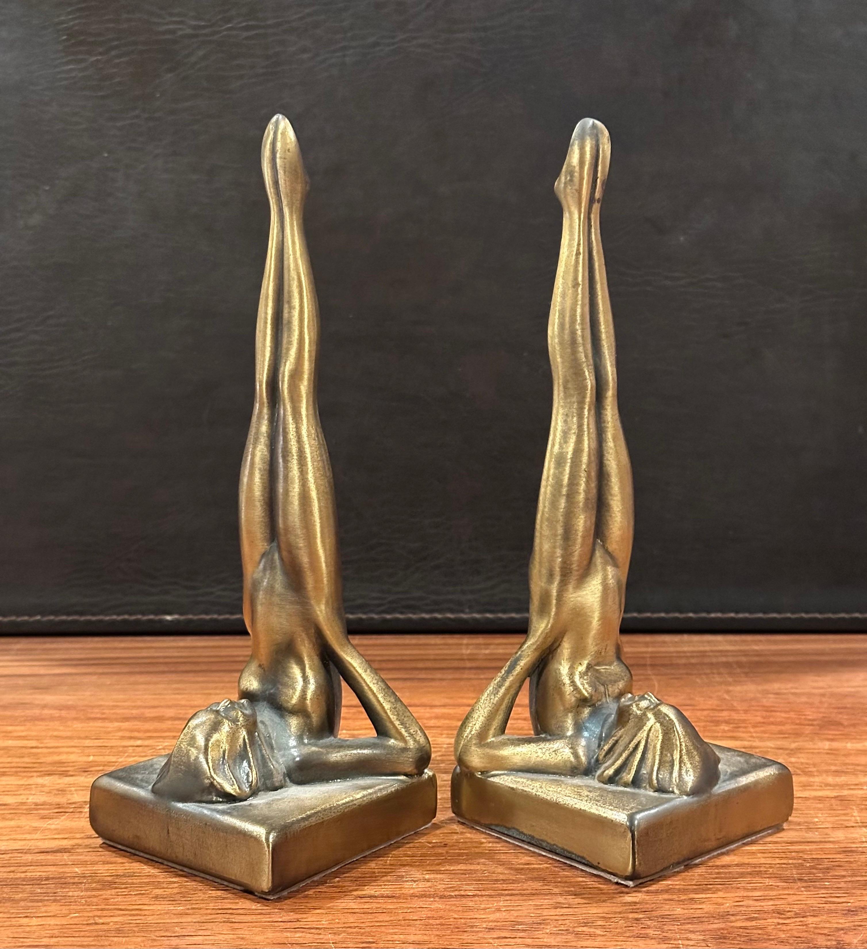 Pair of Nude Nymph Reproduction Art Deco Bookends by Sarsaparilla Deco Design For Sale 3