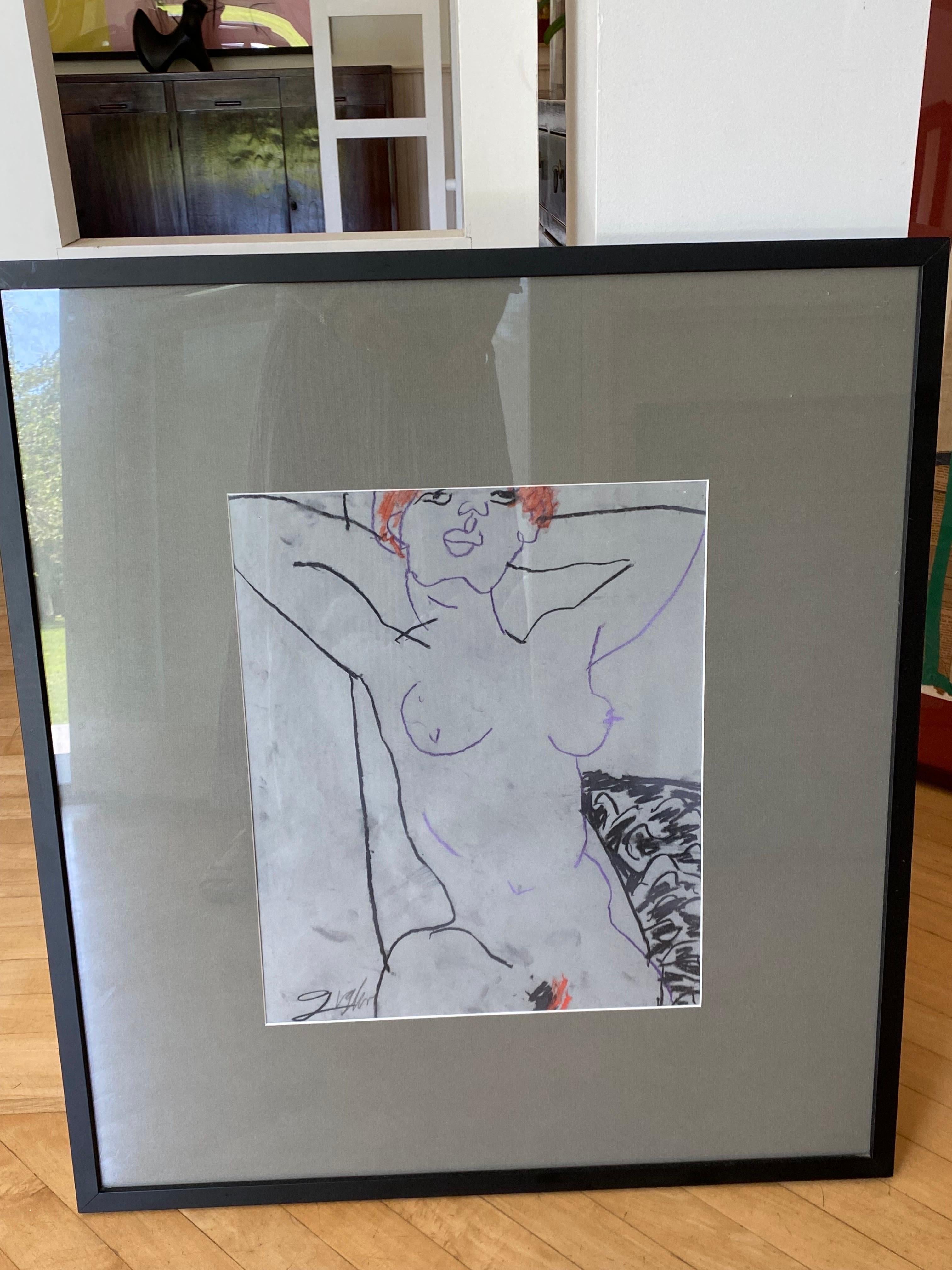 Pair of Nude Studies, Crayon on Paper, Richard Giglio For Sale 5