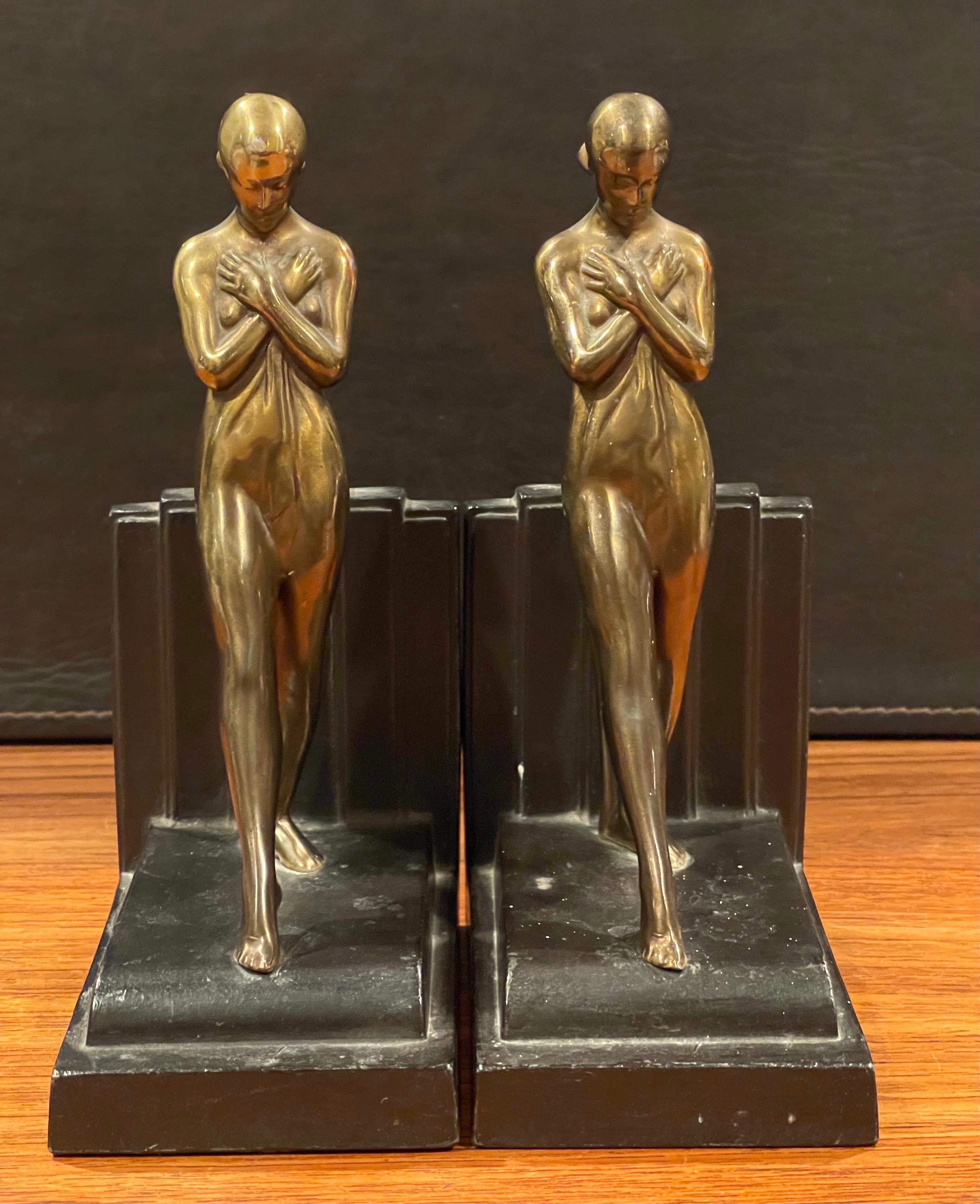 Pair of Nude Women Art Deco Bookends 7