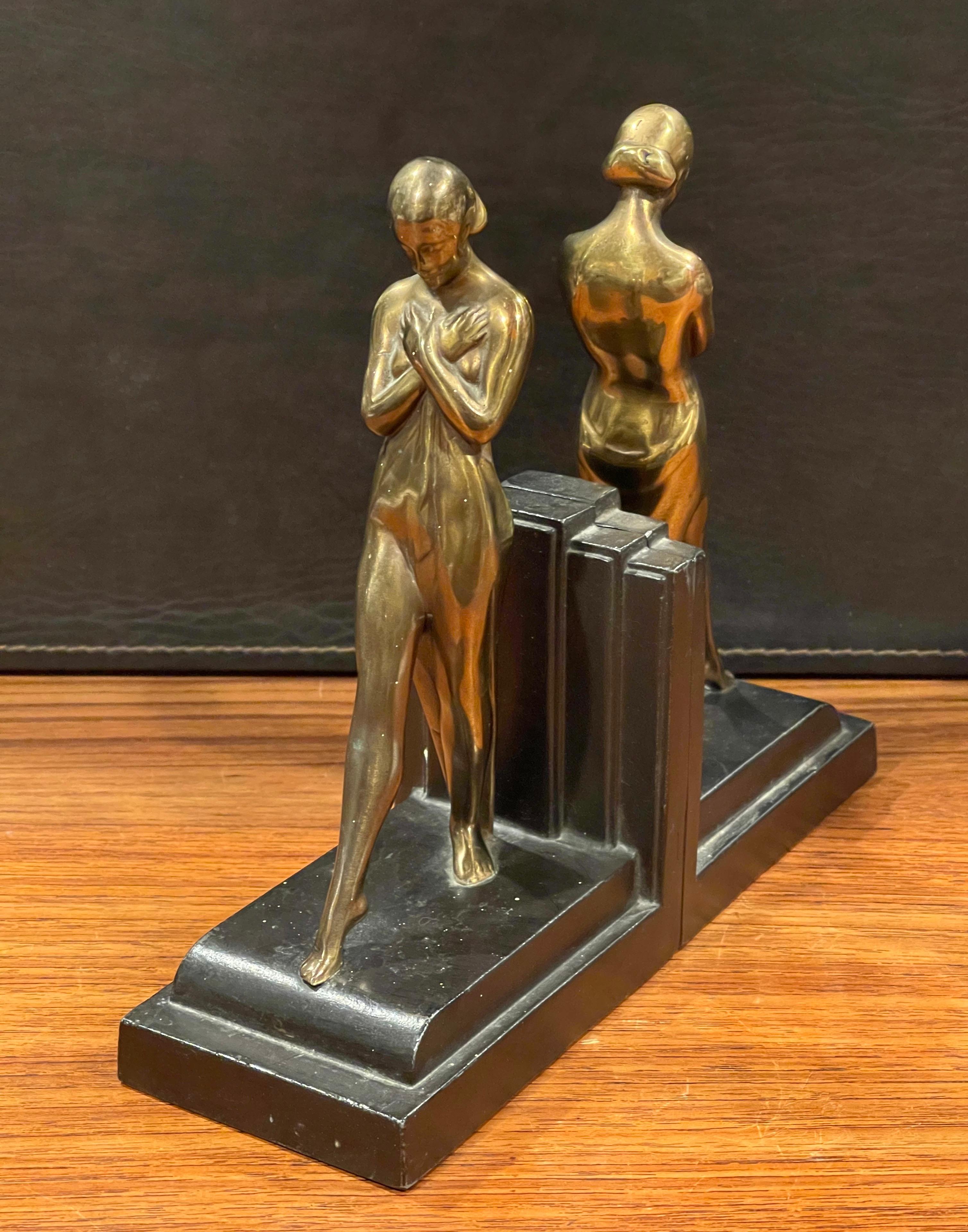 20th Century Pair of Nude Women Art Deco Bookends