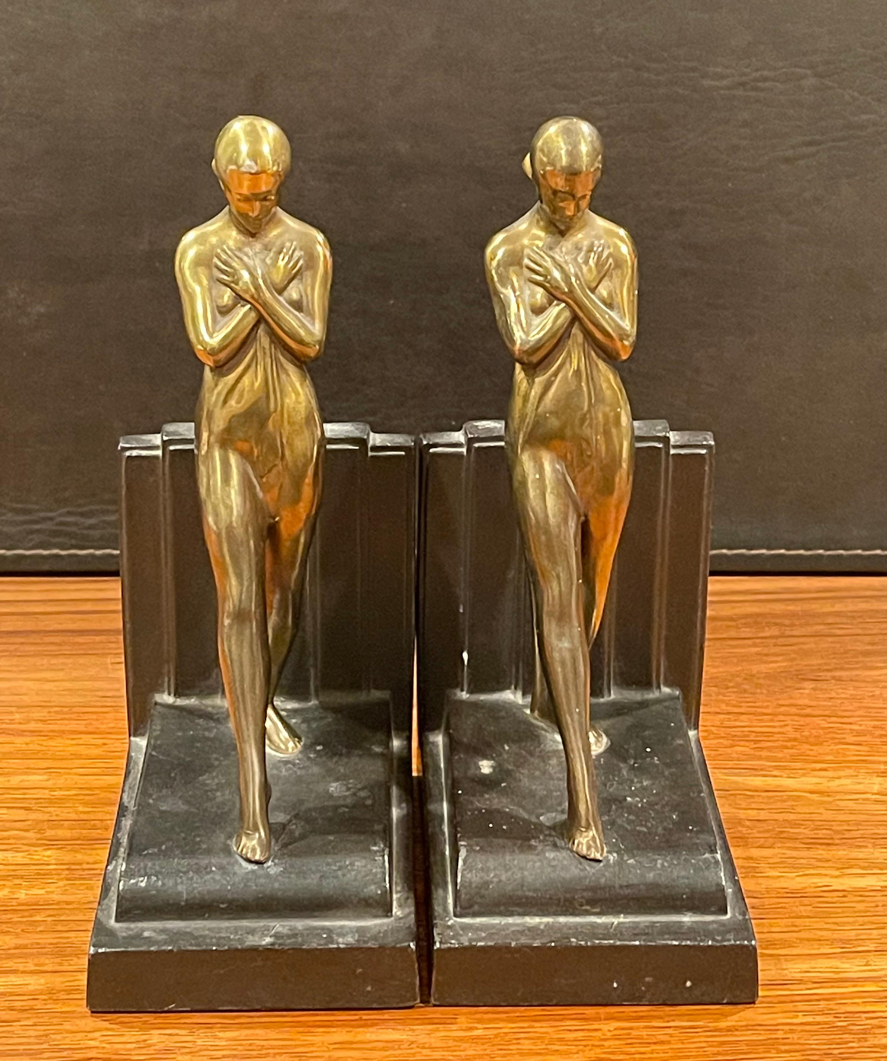 Pair of Nude Women Art Deco Bookends 1