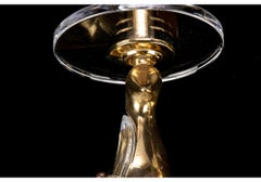 Coppia di lampade da parete Nulco Mid Century in ottone e cristallo con uccello del Paradiso