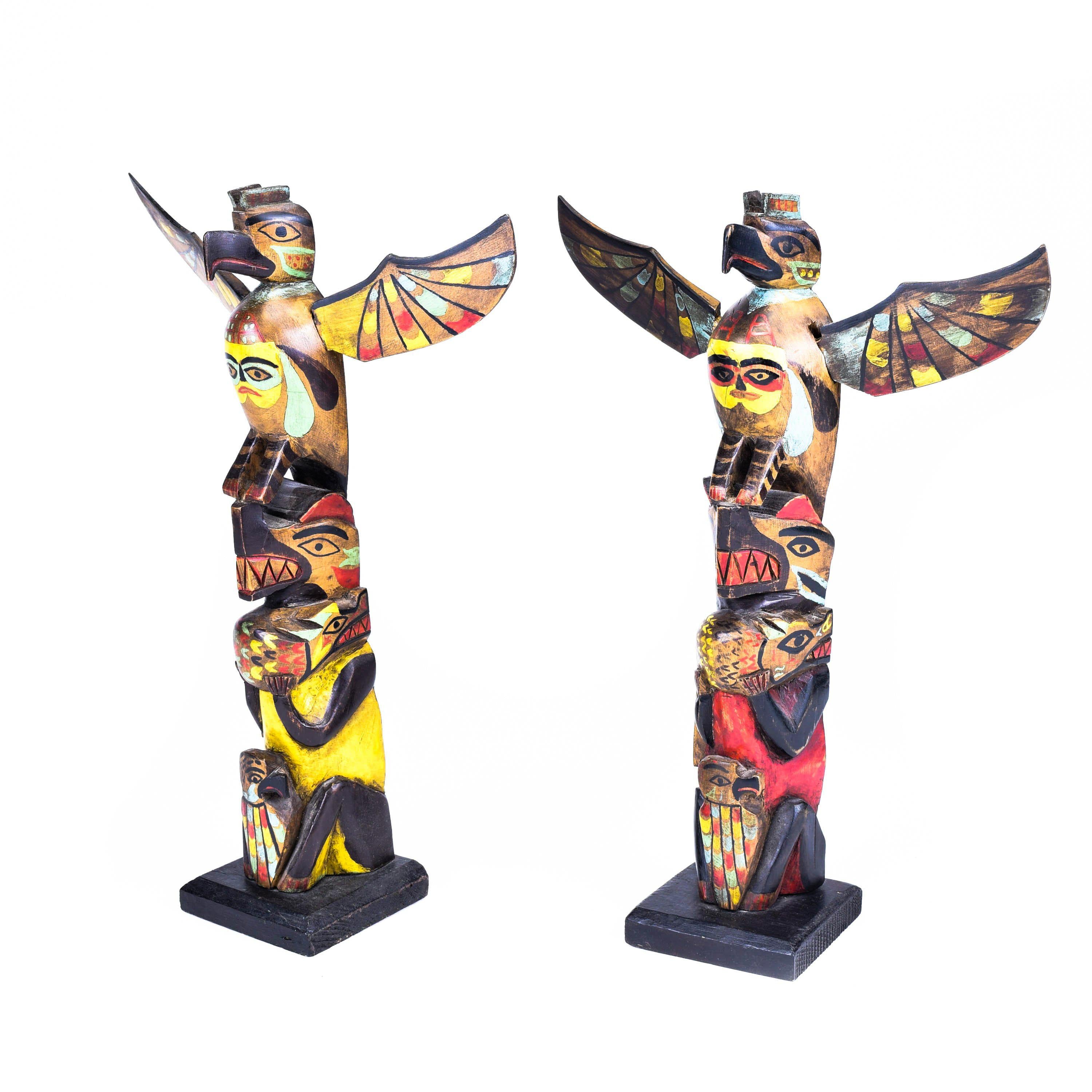 Native American Pair of Nuu-Chah-Nulth Model Totems For Sale