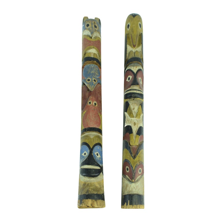 Pair of Nuu-chah-nulth Model Totems For Sale