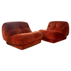 Pair of Nuvolone chairs by Rino Maturi, original velvet