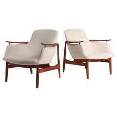 Paire de fauteuils de salon NV53 en teck de Finn Juhl, Danemark, milieu des années 1950