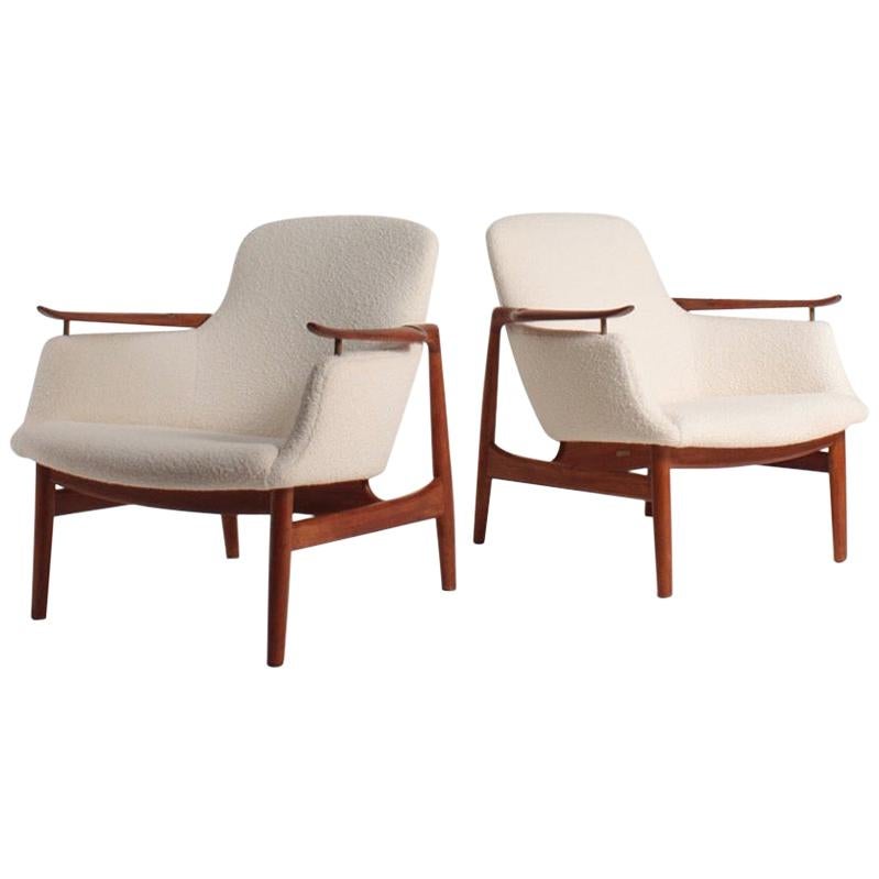 Pair of NV53 Lounge Chairs in Teak by Finn Juhl, Danish Midcentury, 1950s