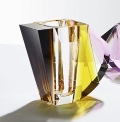 Pair of Nyc Contemprary Vases, Hand-Sculpted Contemporary Crystal