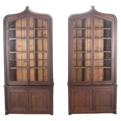 Antique Pair of Oak 19th Century Country House Bookcases