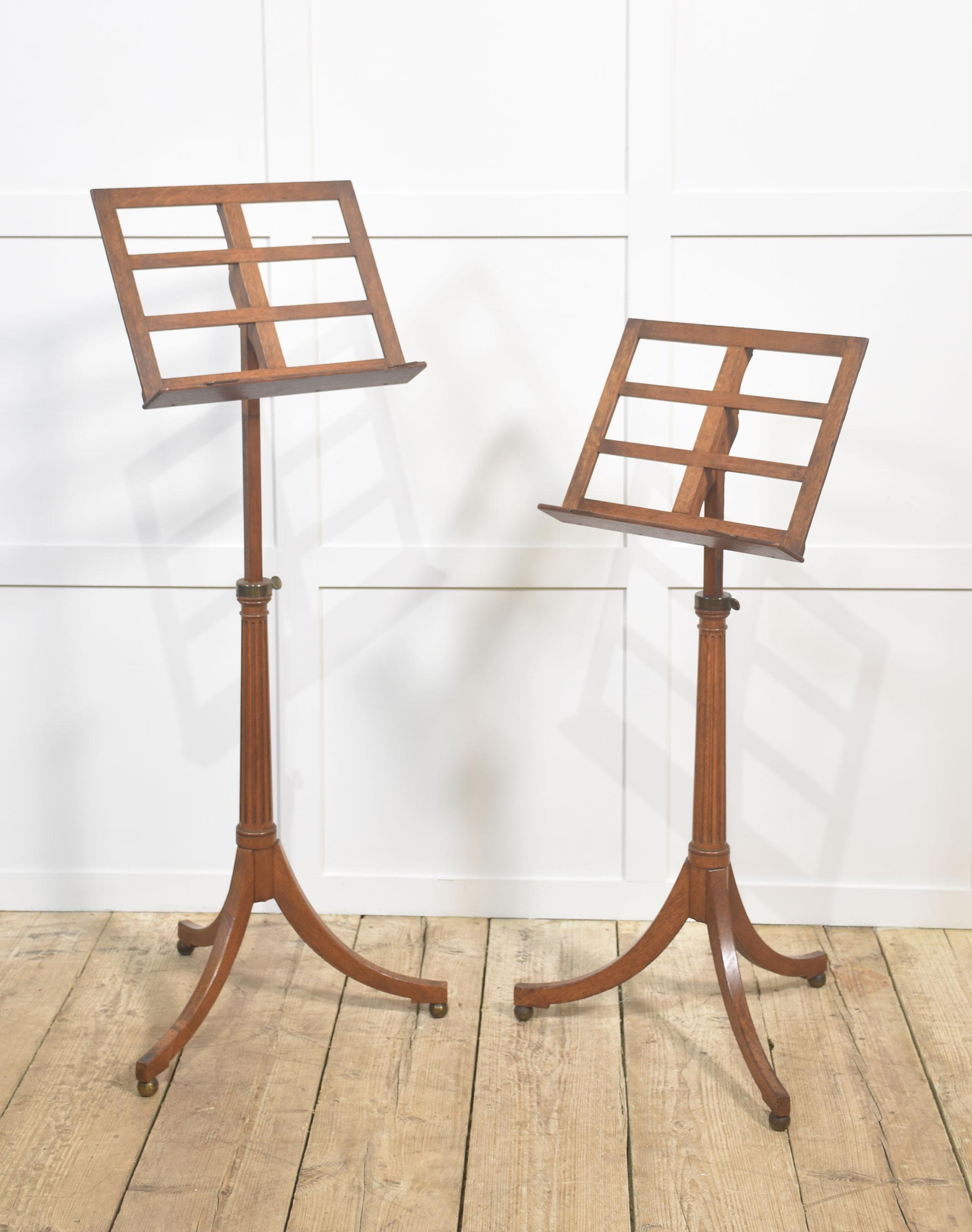 Pair of Oak Adjustable Music Stands For Sale 6