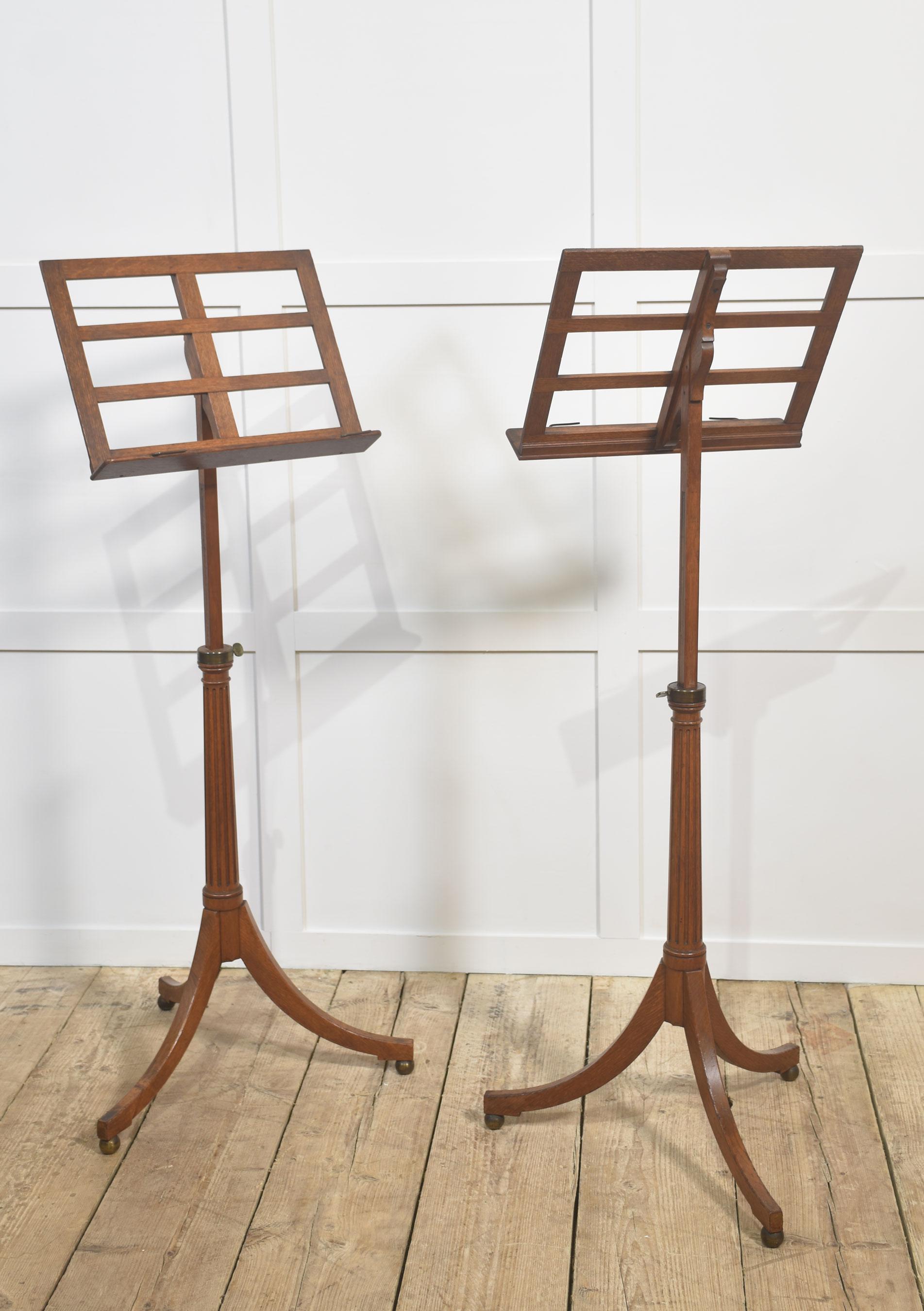 Pair of Oak Adjustable Music Stands For Sale 1