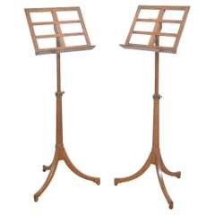 Antique Pair of Oak Adjustable Music Stands
