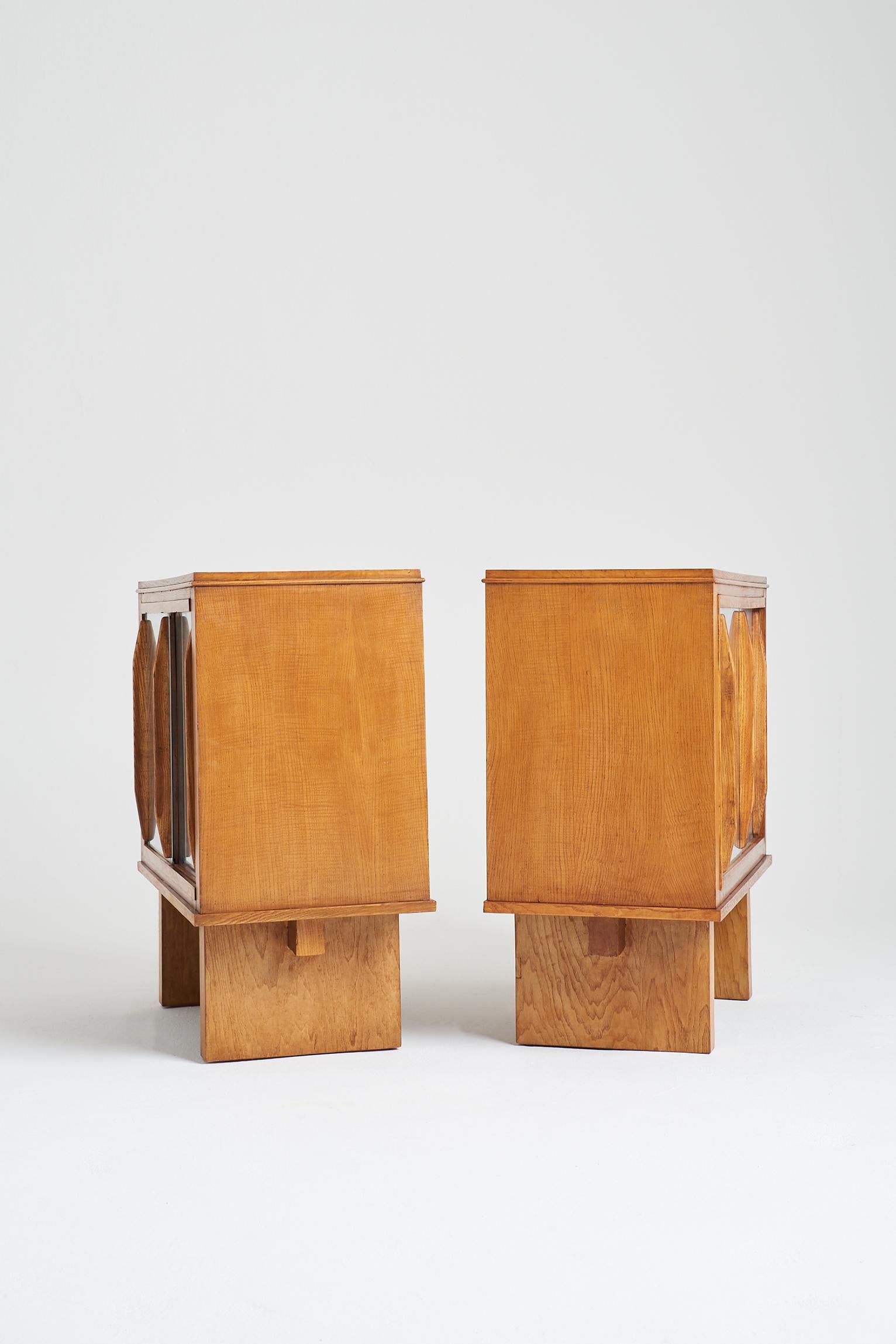 Pair of Oak and Aluminium Cabinets, in the Manner of Charlotte Perriand 7