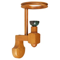 Coppia di applique in Oak e ceramica di Guillerme et Chambron, Francia, anni '60