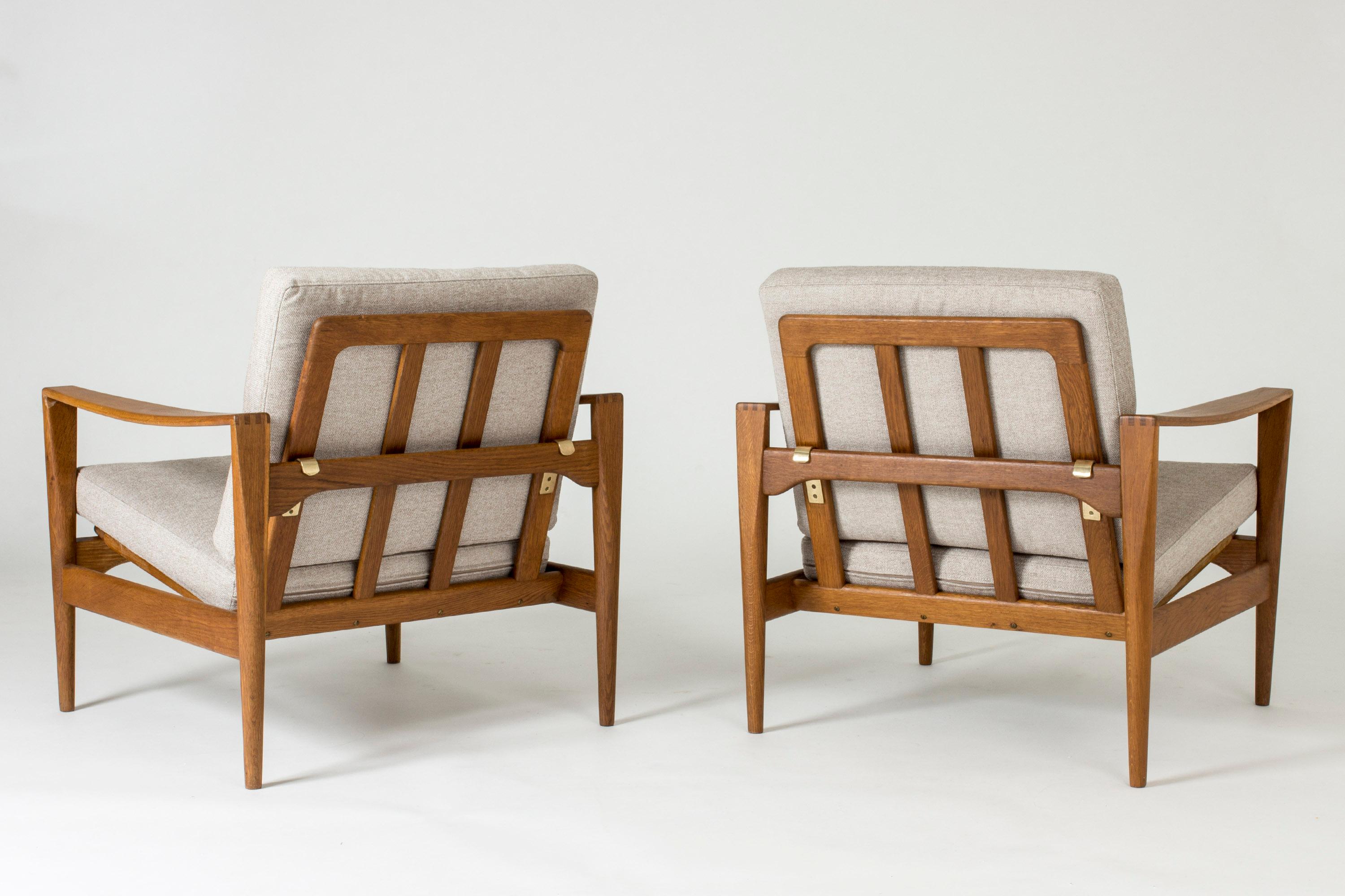 Danish Pair of Oak and Fabric Lounge Chairs by Niels Koefoed for Niels Eilersen, 1960s