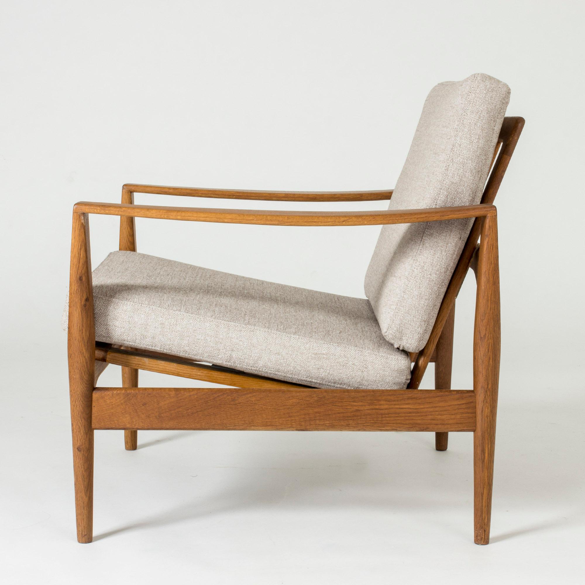 Brass Pair of Oak and Fabric Lounge Chairs by Niels Koefoed for Niels Eilersen, 1960s