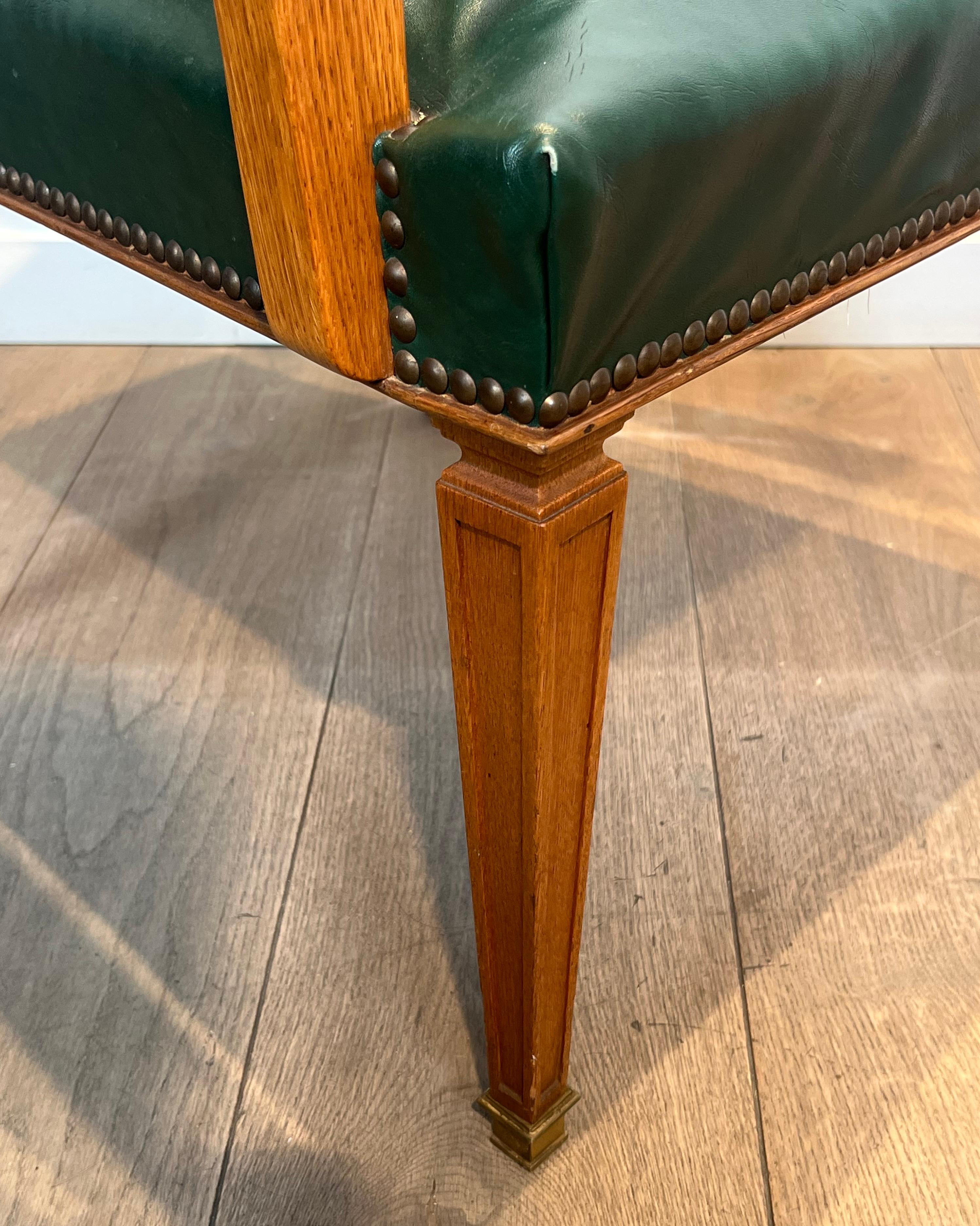 Pair of Oak and Leather Armchairs by  De Coene Frères For Sale 5