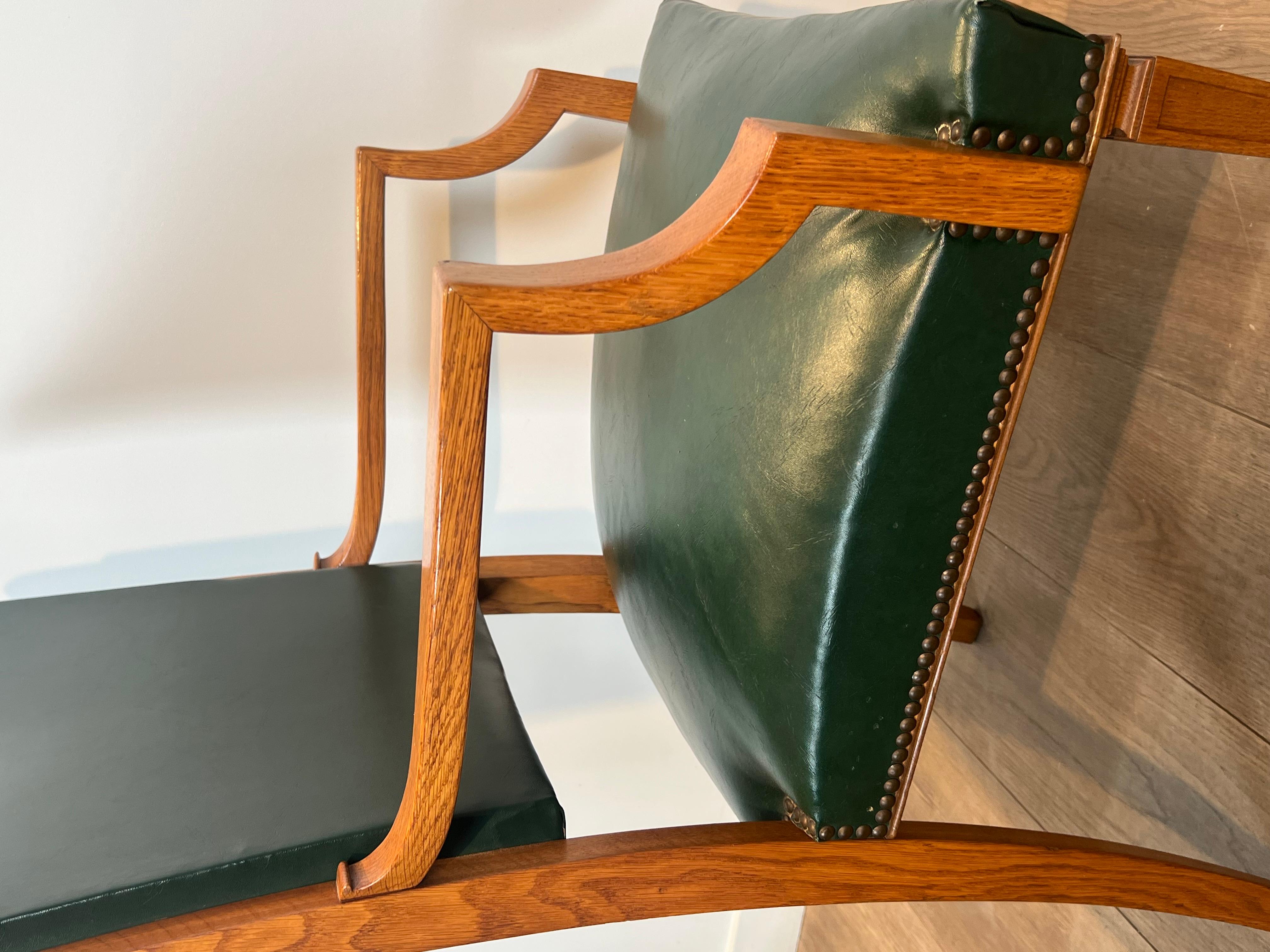 Pair of Oak and Leather Armchairs by  De Coene Frères For Sale 10