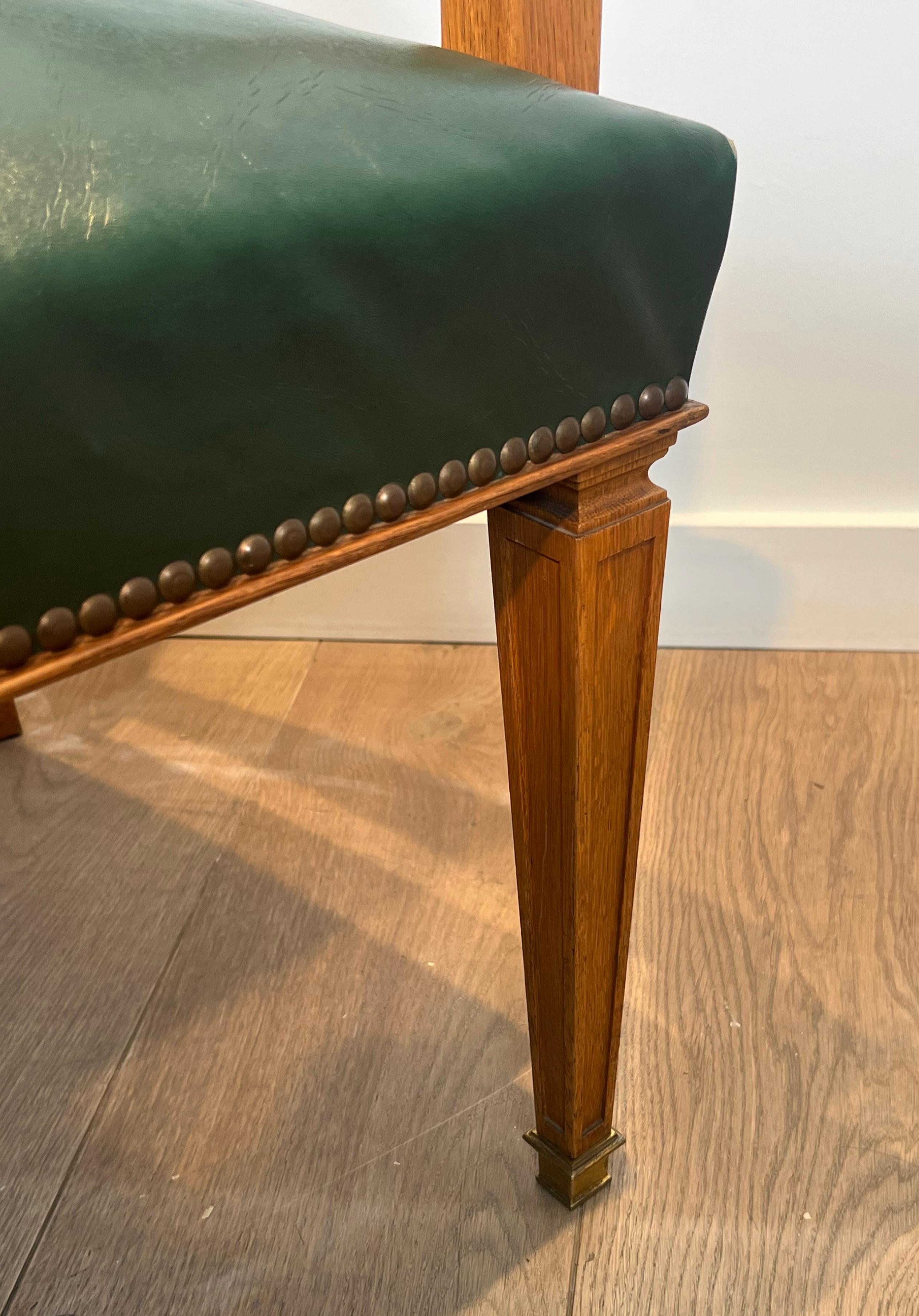 Pair of Oak and Leather Armchairs by  De Coene Frères For Sale 13
