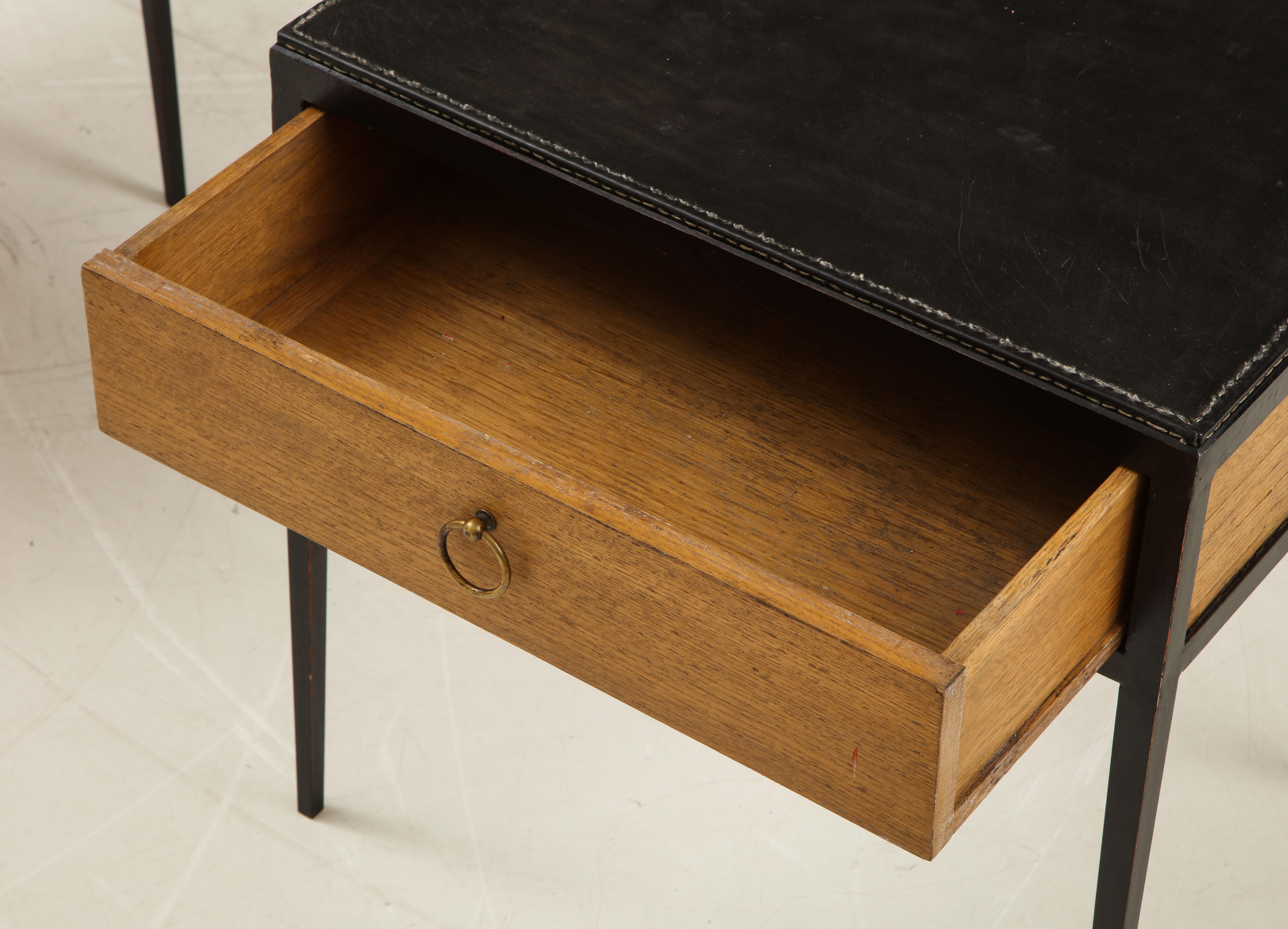 Pair of Oak and Leather Side Tables in the Manner of Jean Michel Frank 9