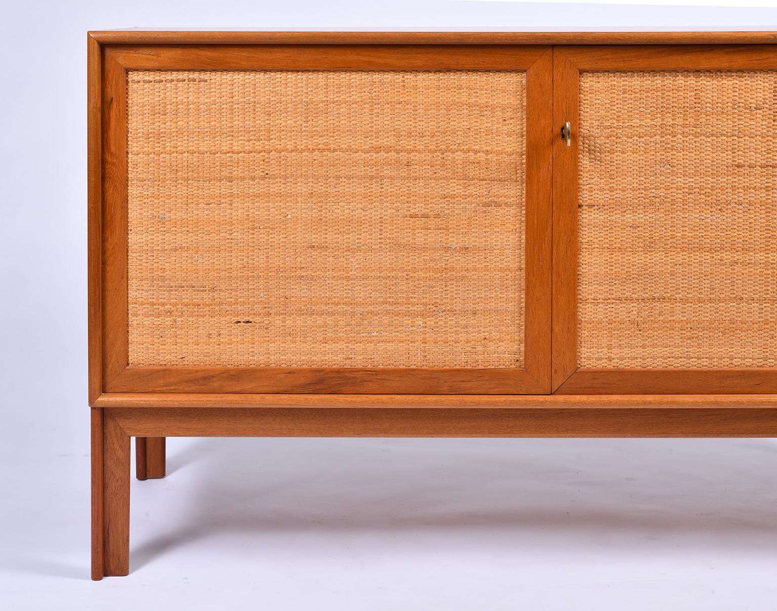 Swedish Pair of Oak and Rattan Sideboards by Alf Svensson
