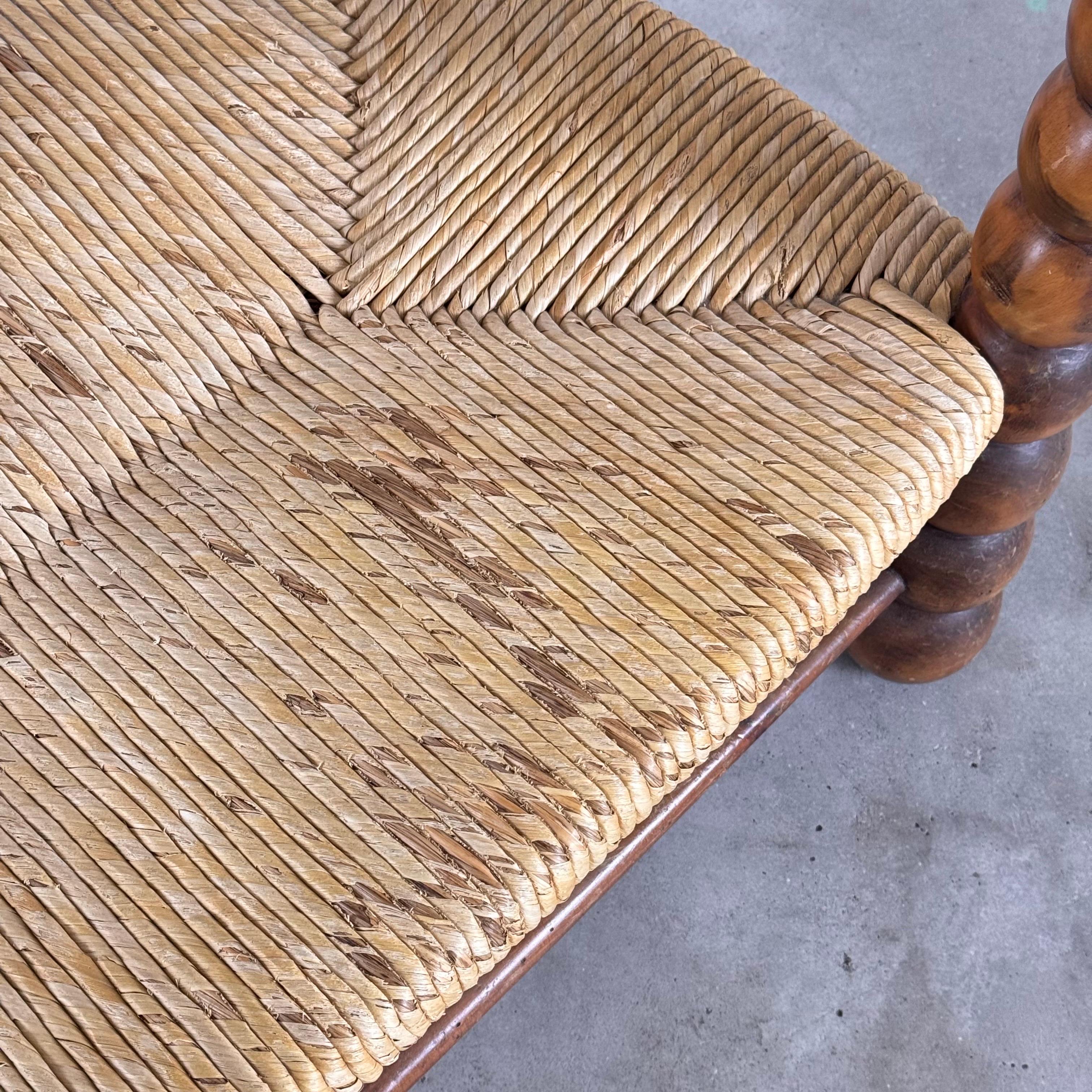 Pair of Oak and Rush Armchairs by Charles Dudouyt, 1930s 2