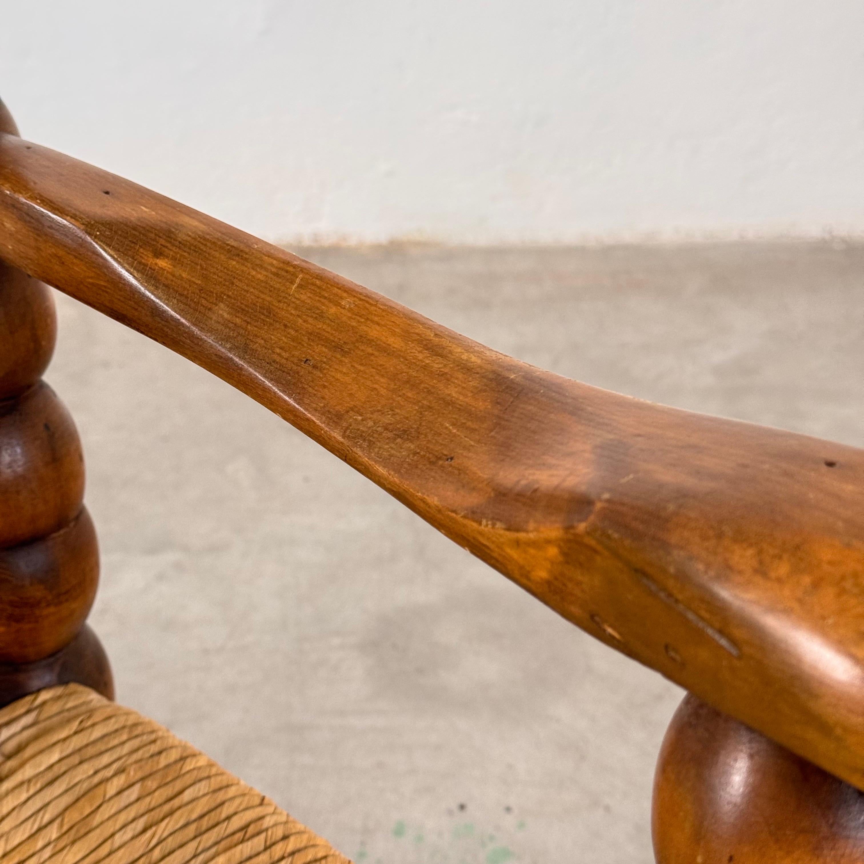 Pair of Oak and Rush Armchairs by Charles Dudouyt, 1930s 1
