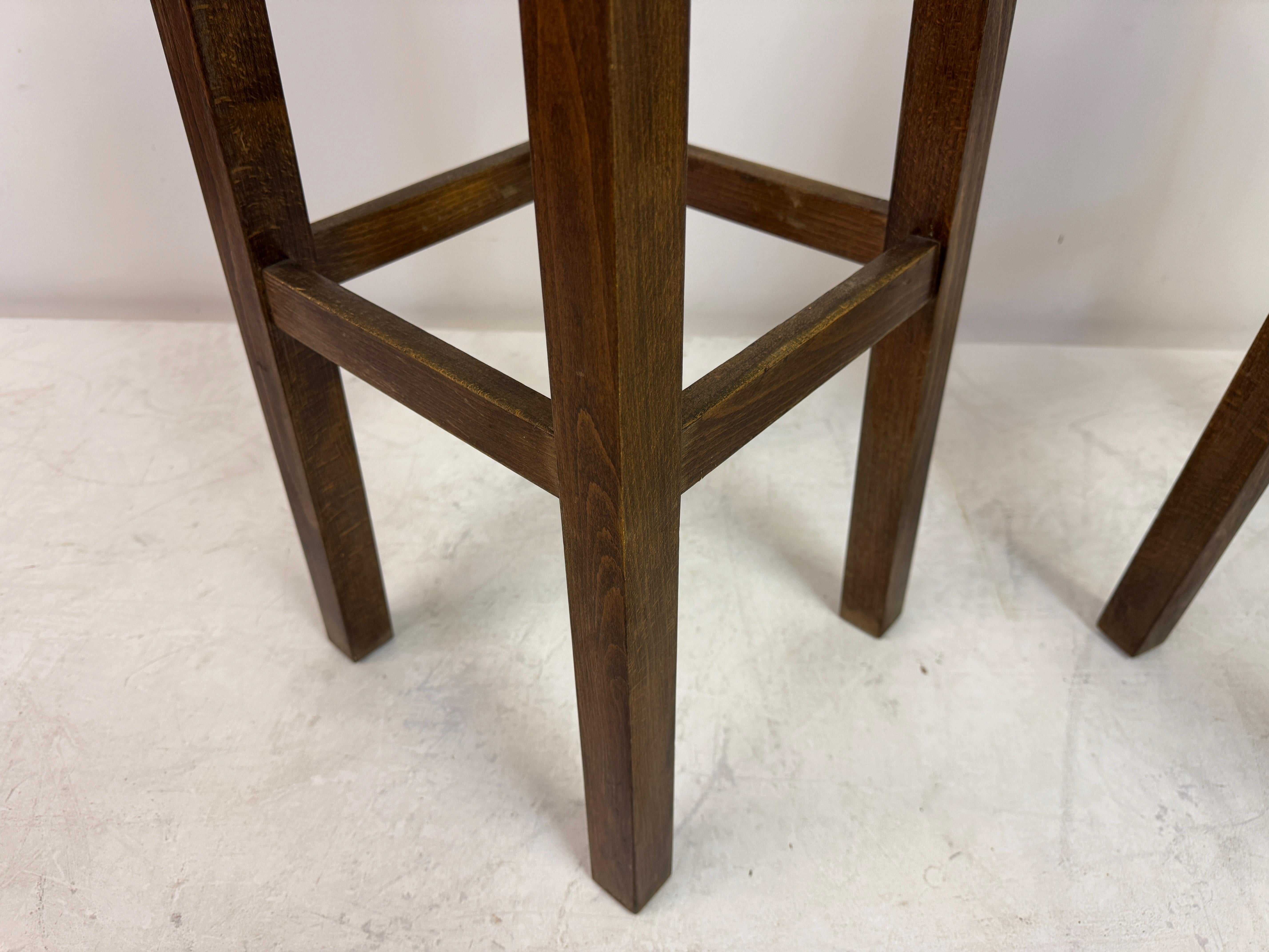 Pair of Oak and Rush Bar Stools, France, 20th Century in vendita 2