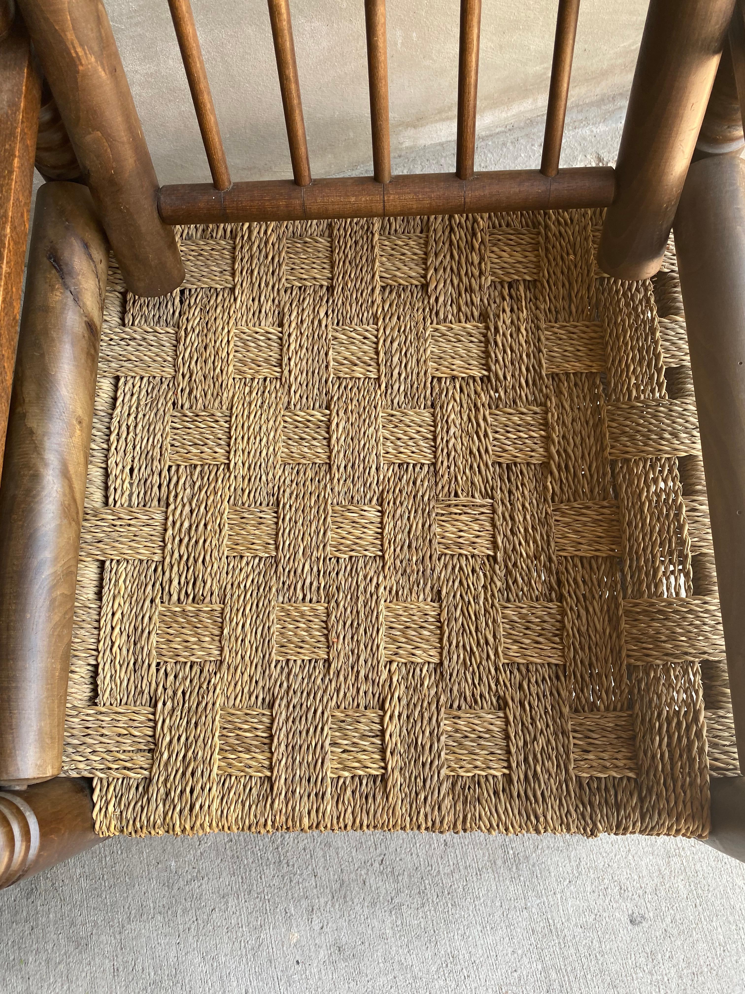 Pair of Oak and Rush Chairs by Charles Dudouyt, France, 1940's 7