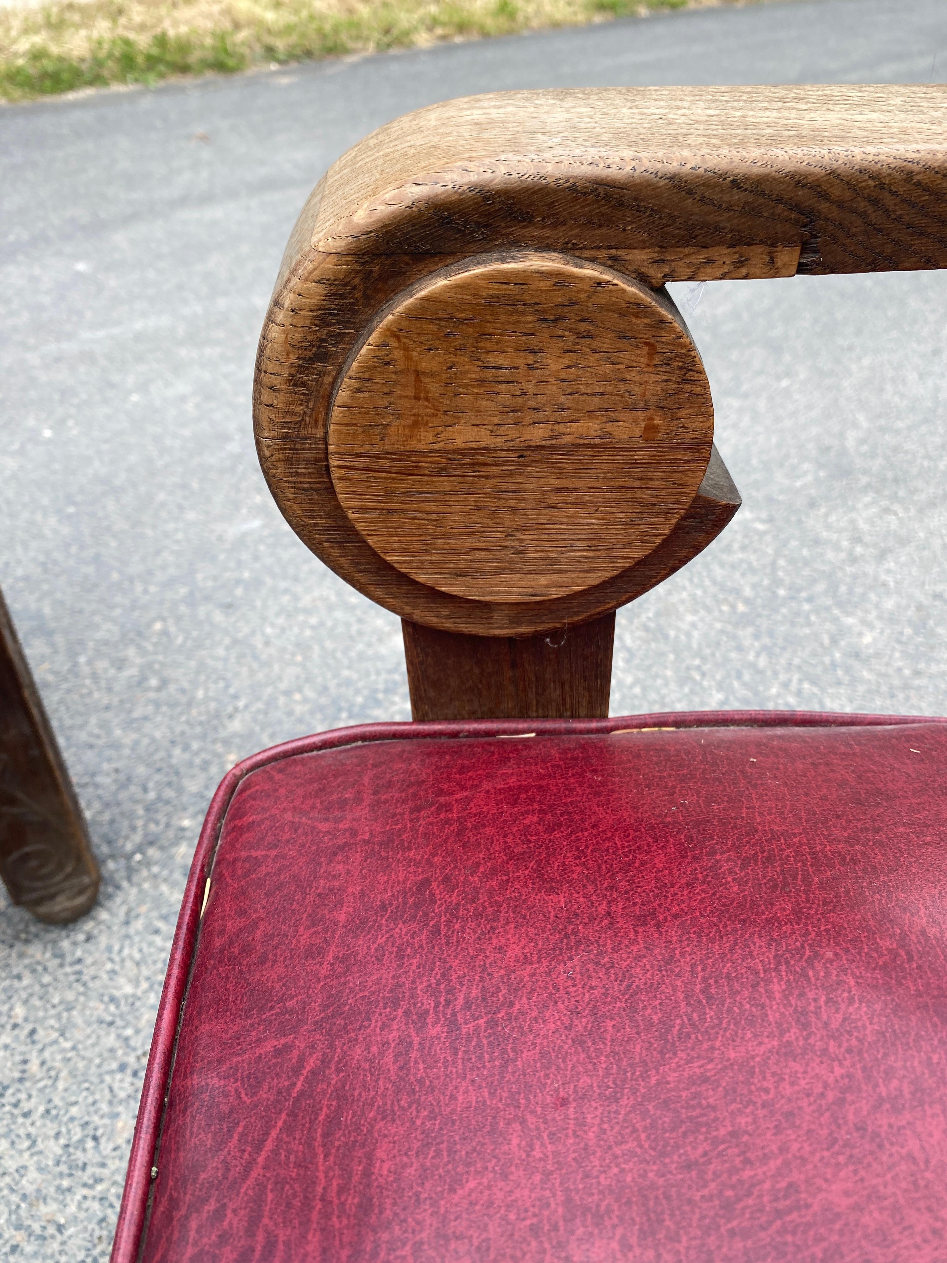 Paire de fauteuils en chêne et paille 