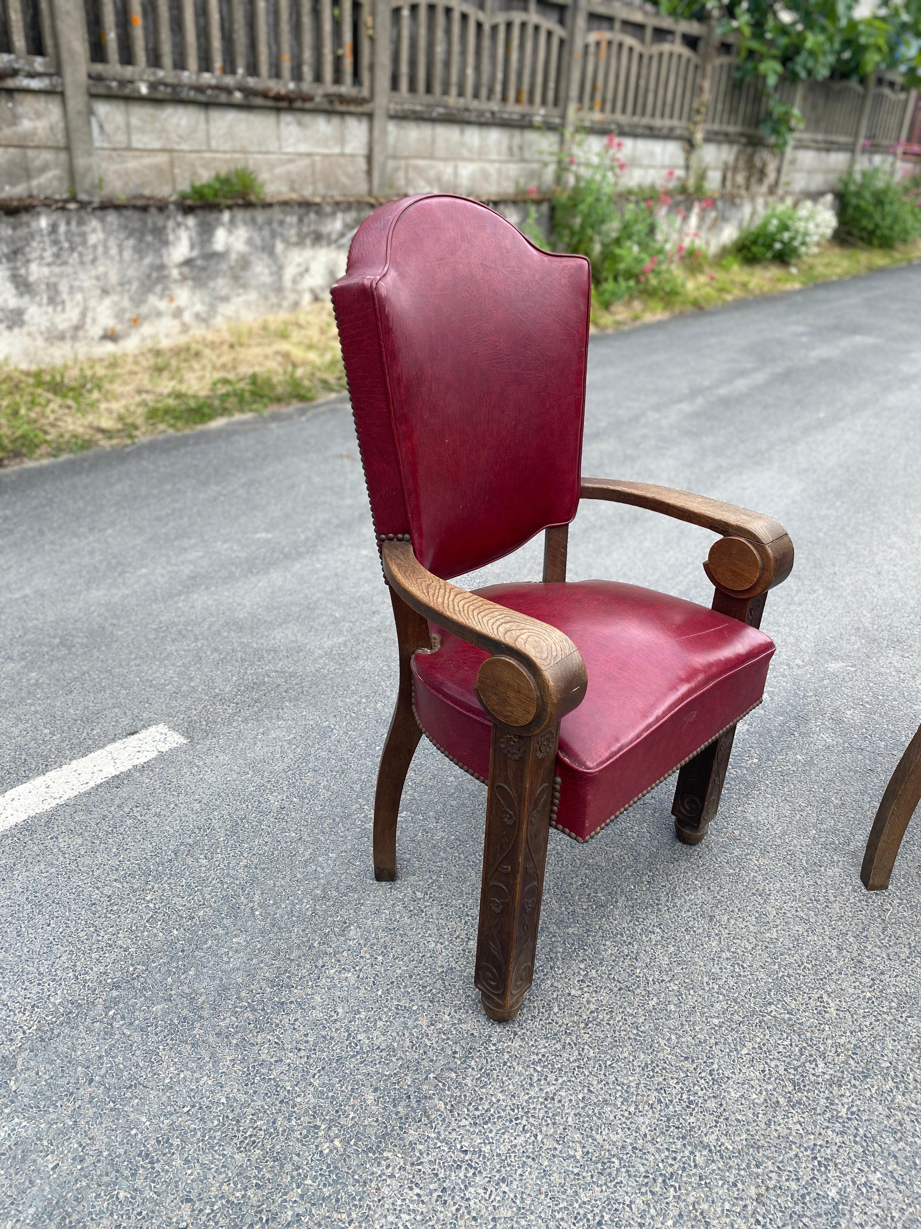 Paire de fauteuils en chêne et paille 