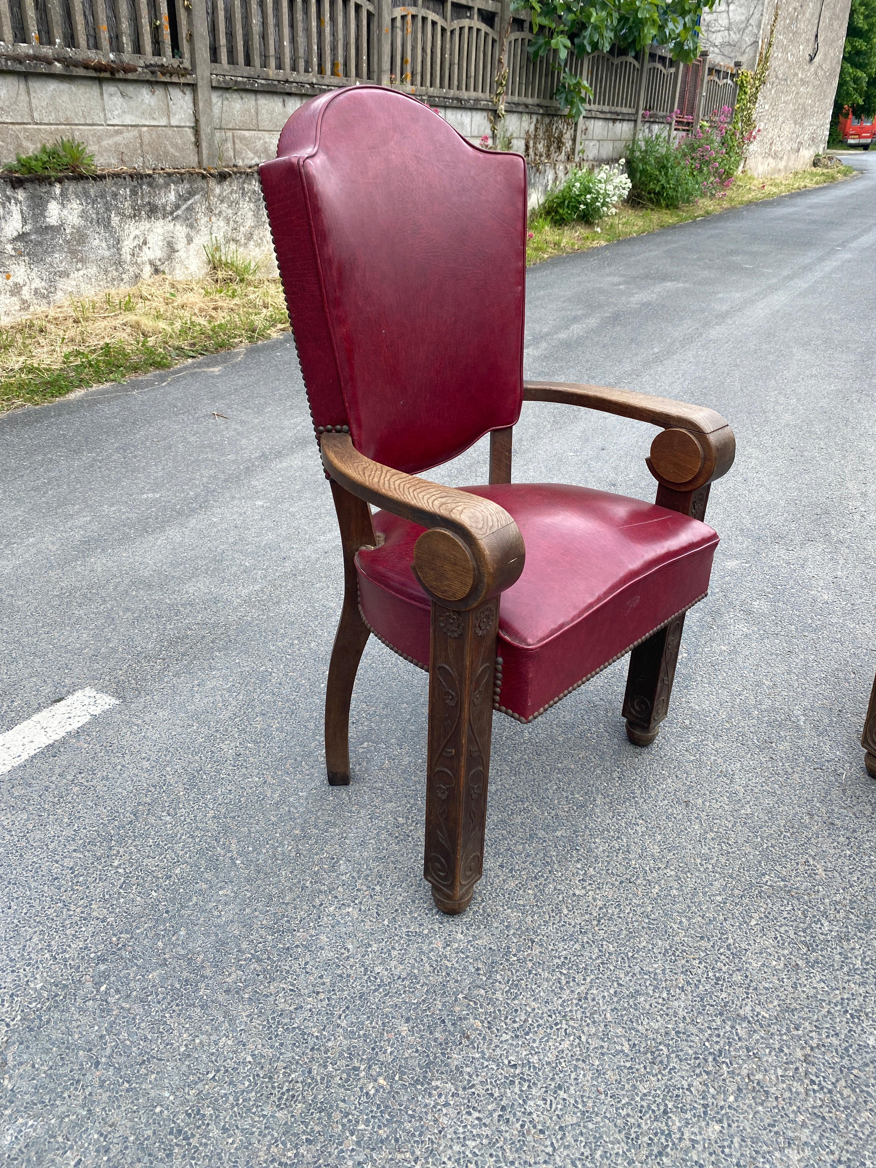 Mid-Century Modern Paire de fauteuils en chêne et paille 