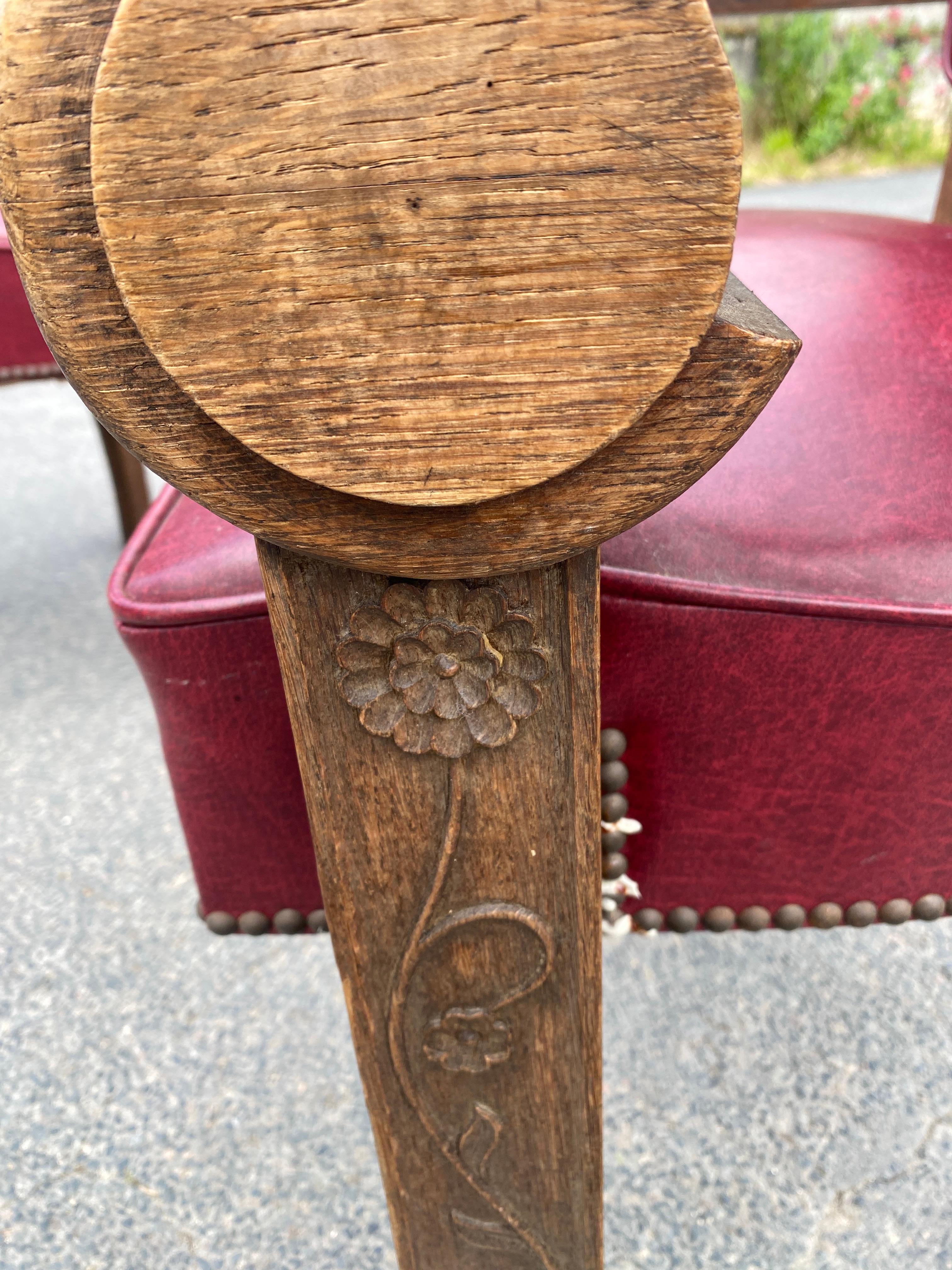 Paire de fauteuils en chêne et paille 