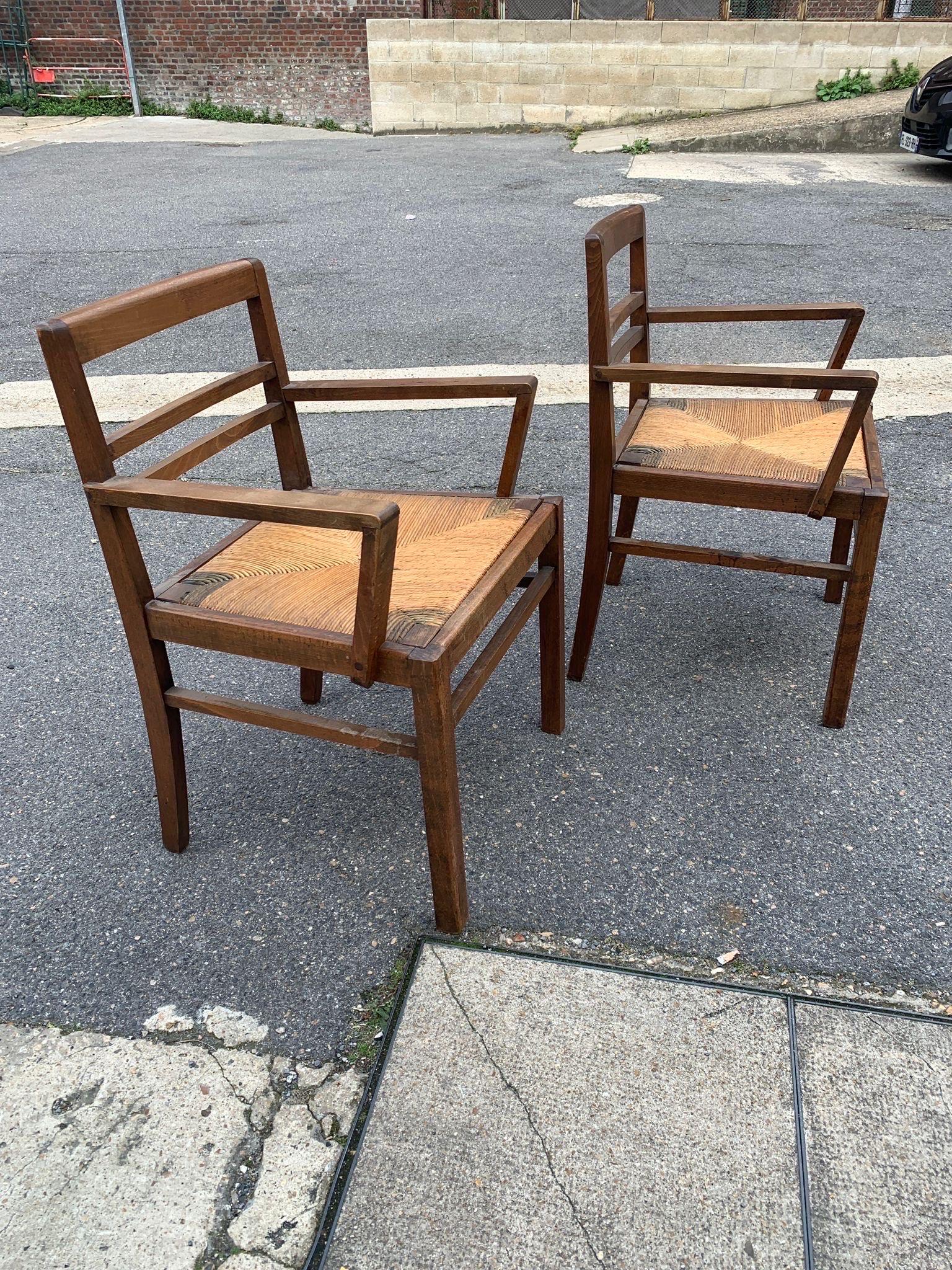 Paar Sessel im Stil von René Gabriel aus Buche