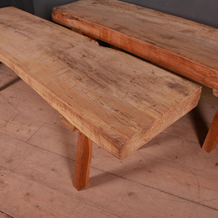 French Pair of Oak and Walnut Coffee Tables