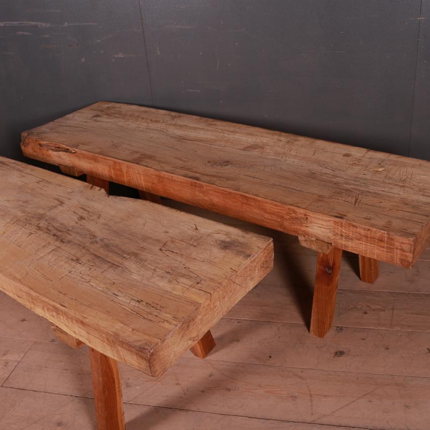 Pair of Oak and Walnut Coffee Tables 1
