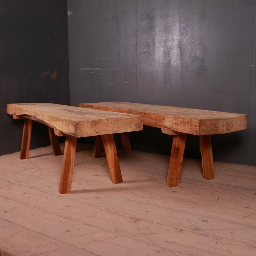Pair of Oak and Walnut Coffee Tables 2
