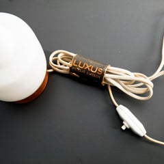 Pair of Oak and White Opaline Glass Table Lamps by Luxus, 1950s