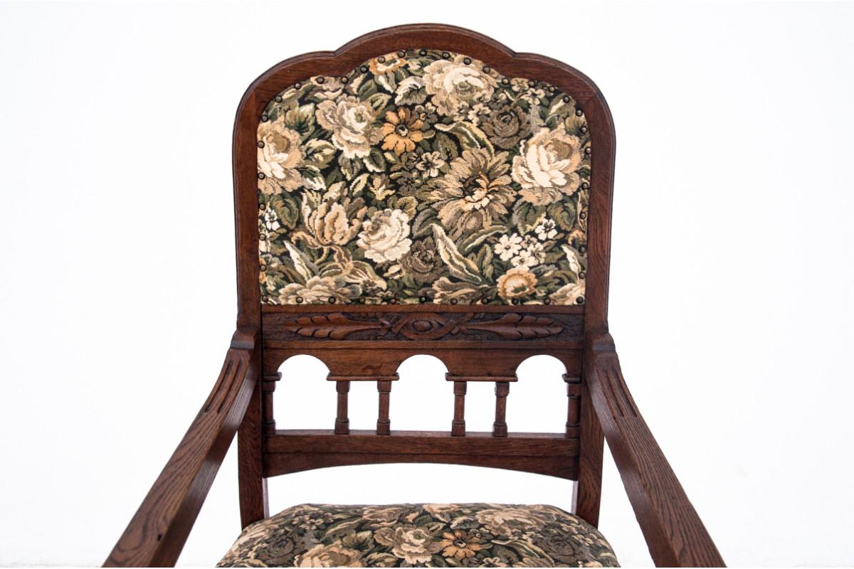 Pair of Oak Antique Armchairs, Western Europe, circa 1900 In Good Condition In Chorzów, PL