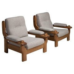 Pair of Oak Armchairs, Belgium circa 1970