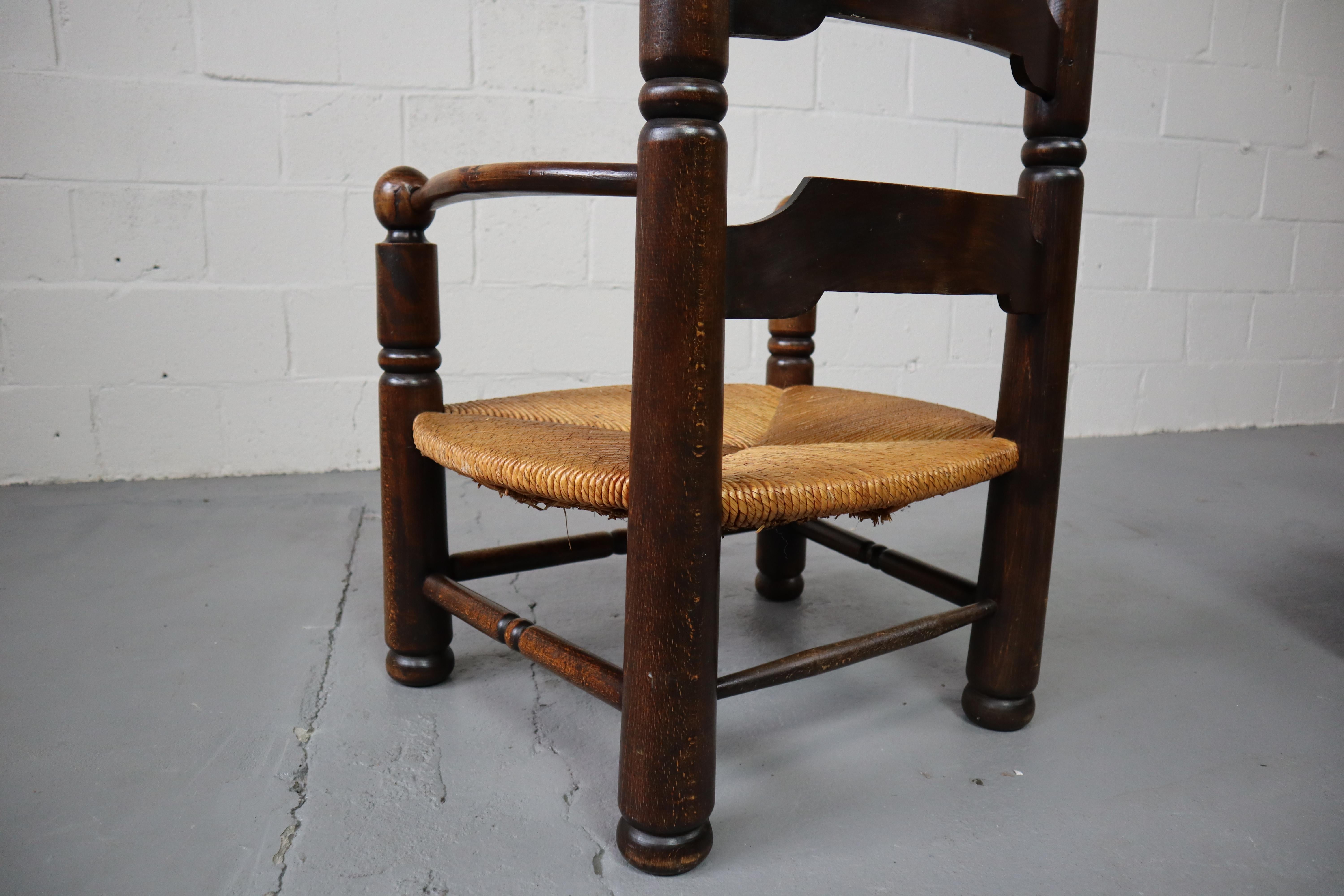 Pair of oak armchairs by Charles Dudouyt, 1940's For Sale 4